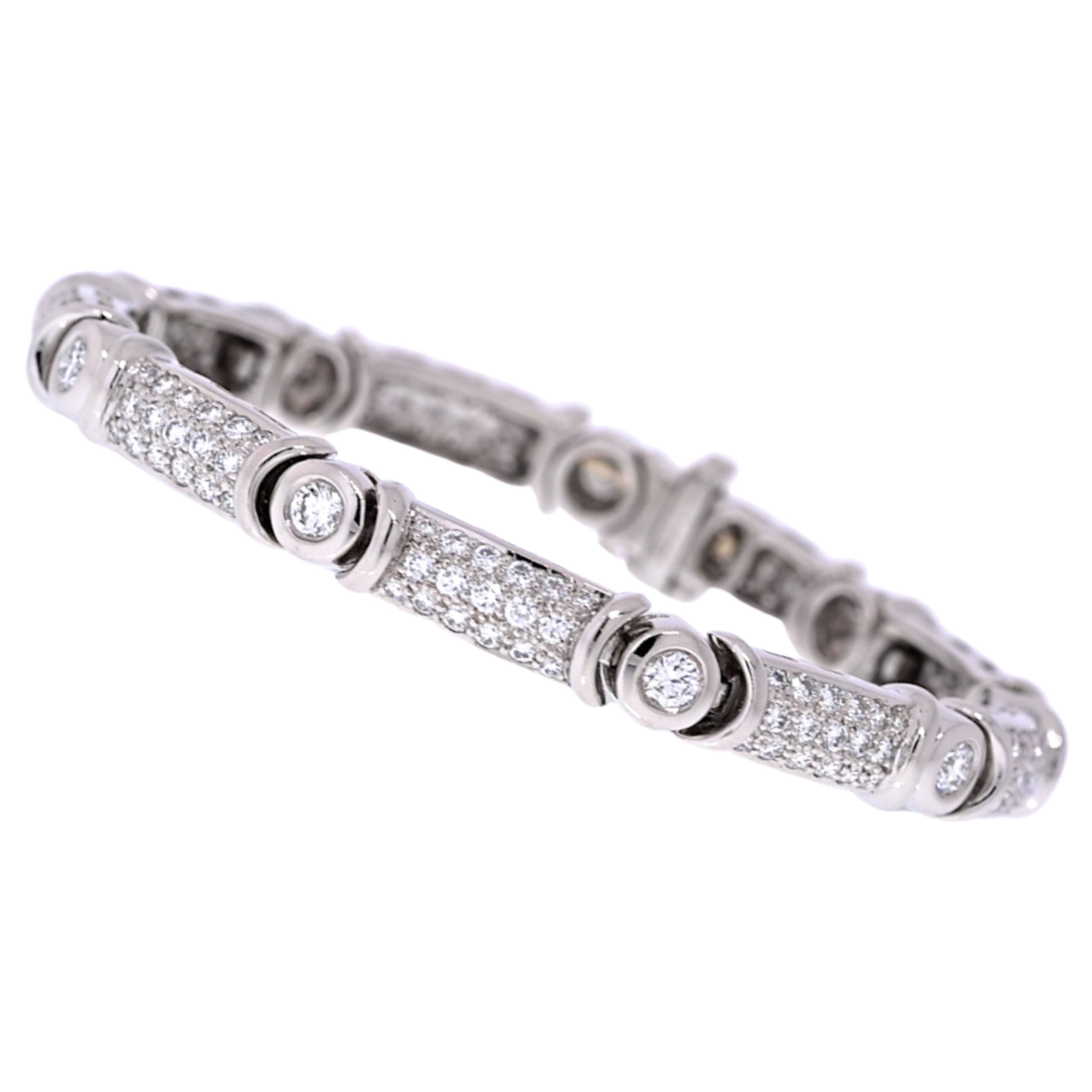 Vintage Suna Armband aus Platin, signiert 7 Karat natürlicher Diamant und Platin
