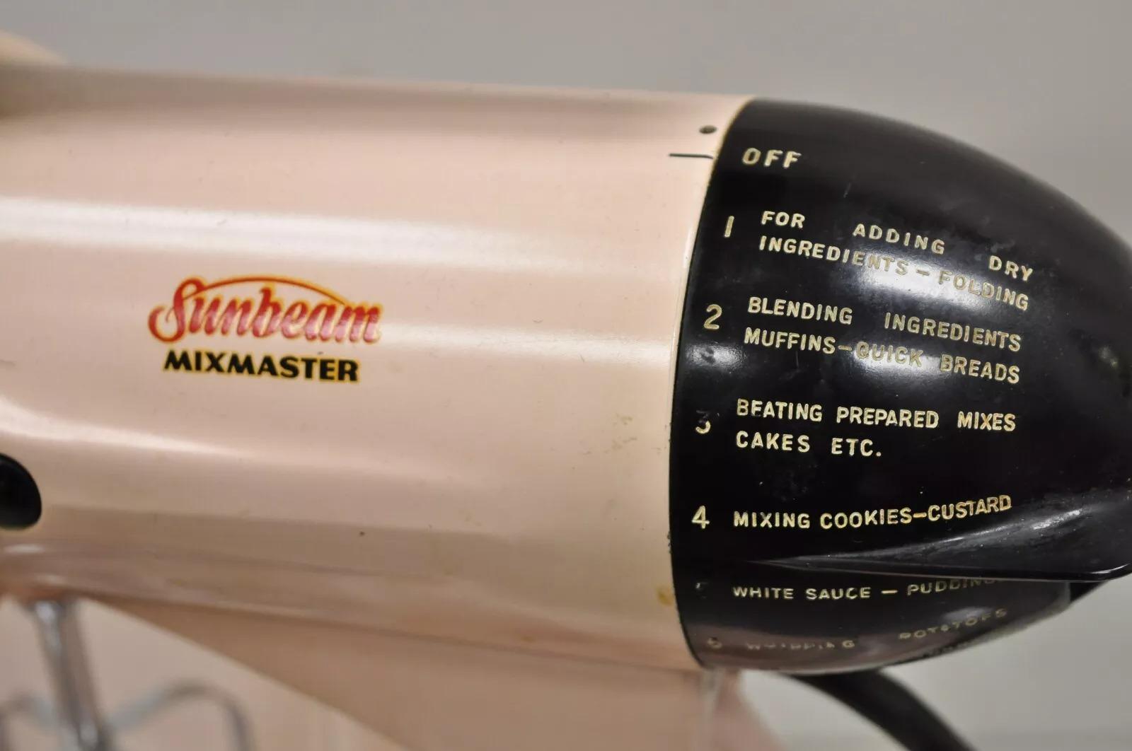 Unknown Vintage Sunbeam Mixmaster Pink 10 Speed Electric Mixer With Glass Bowl