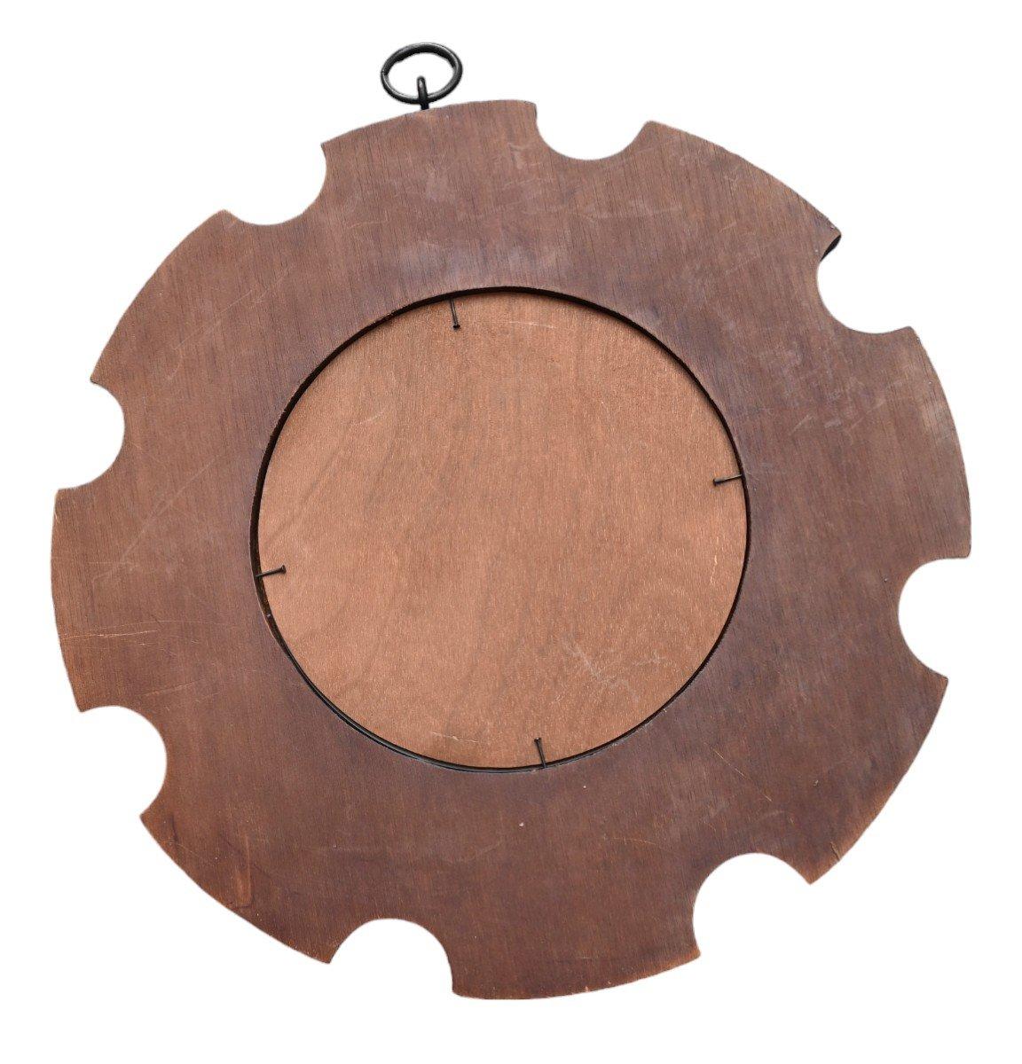 Belgian Vintage Sunburst Convex Mirror - Mirror With Enamel Plates - Sun Mirror For Sale