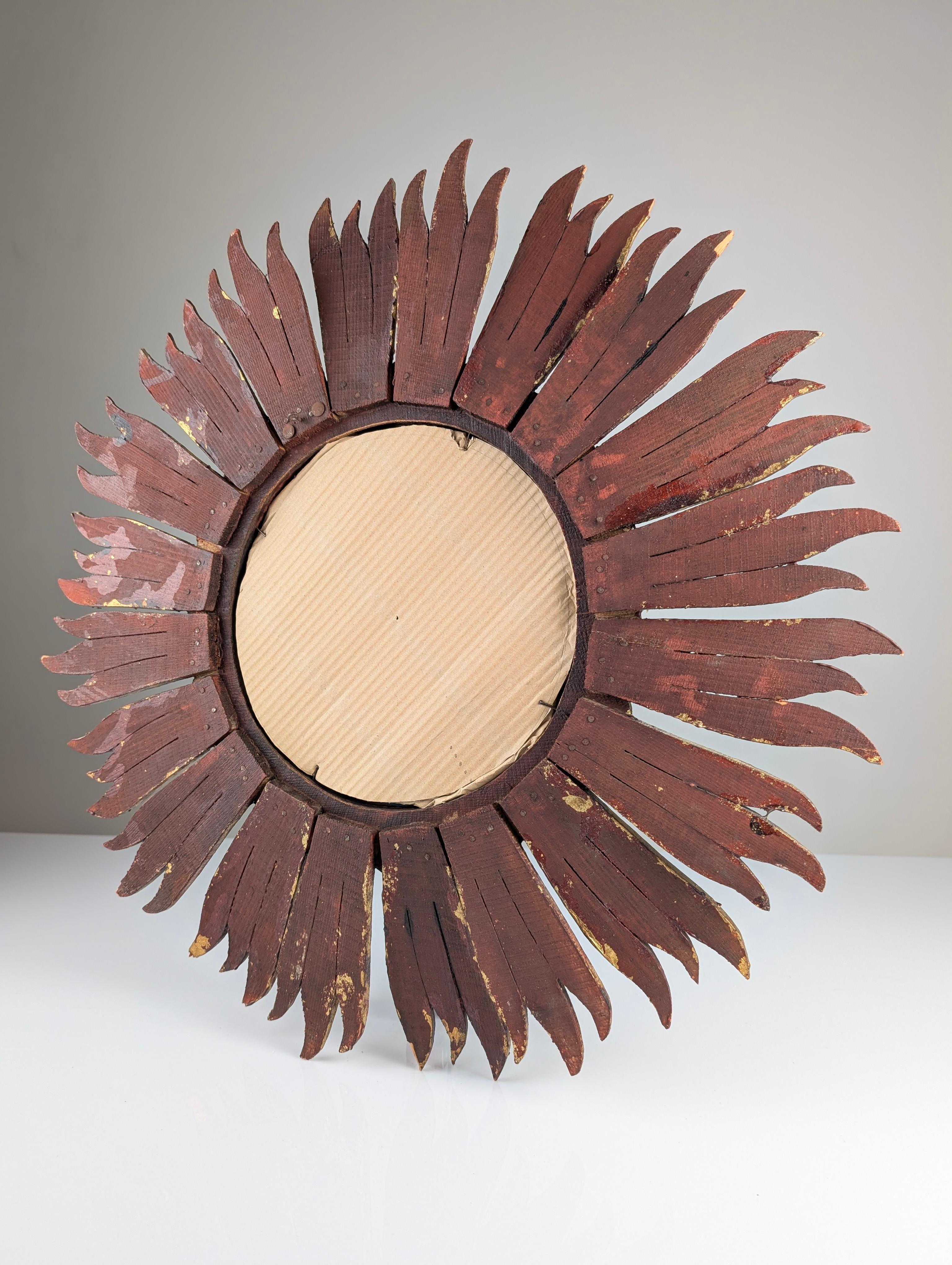 Vintage Sunburst Giltwood Spiegel 1970er 4