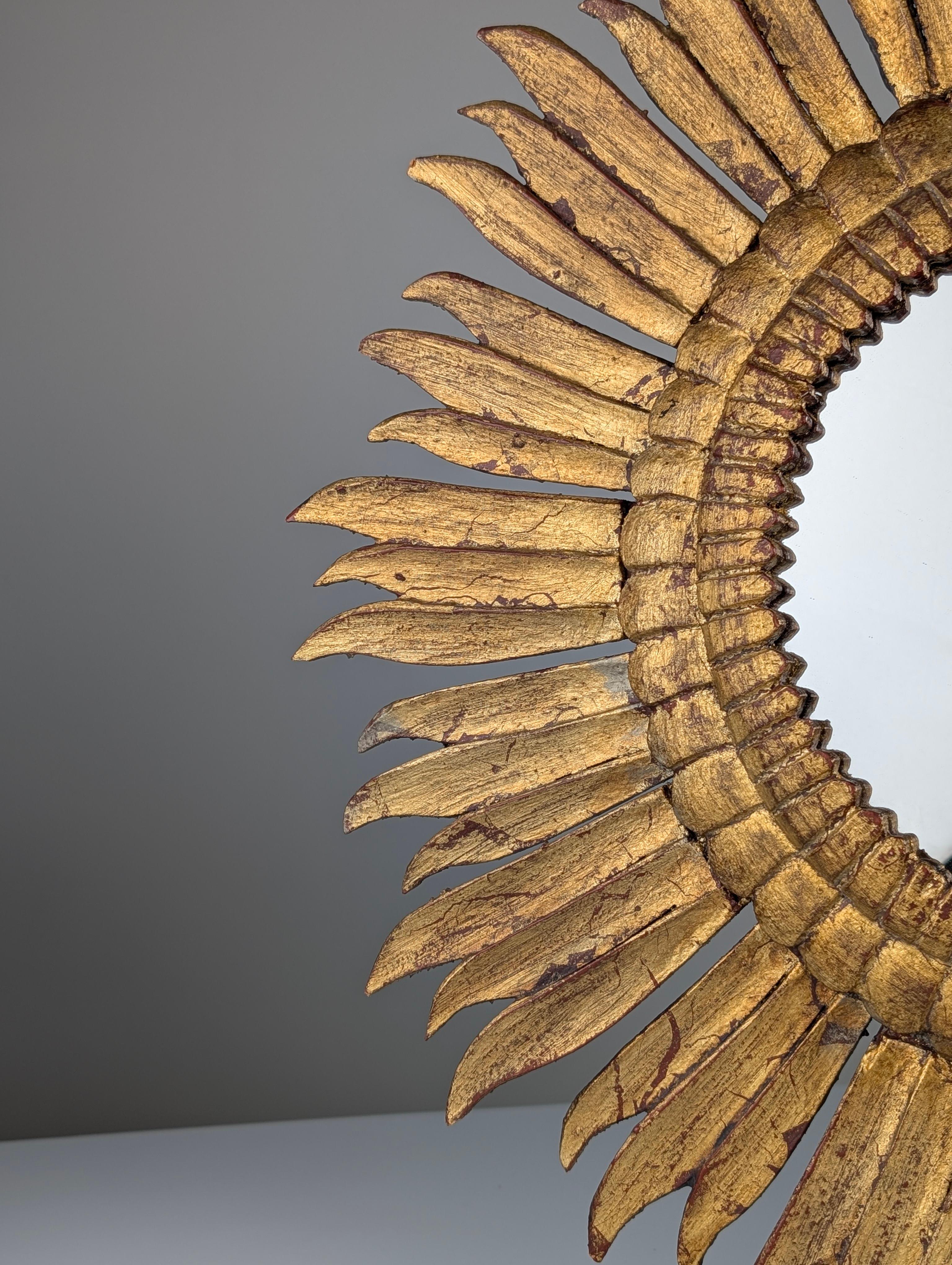 Vintage Sunburst Giltwood Spiegel 1970er (Moderne der Mitte des Jahrhunderts)