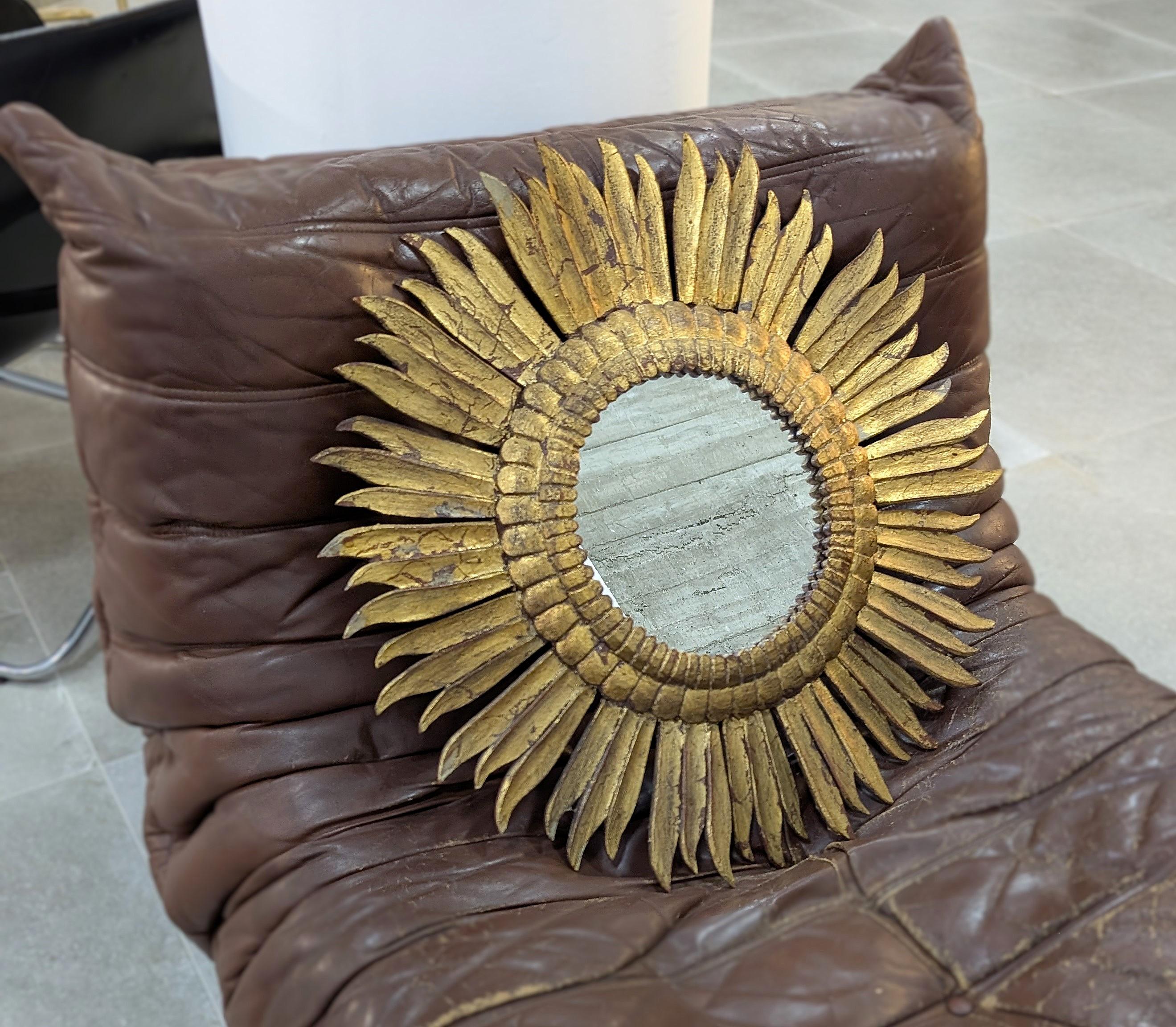 Vintage Sunburst Giltwood Spiegel 1970er im Zustand „Gut“ in Benalmadena, ES