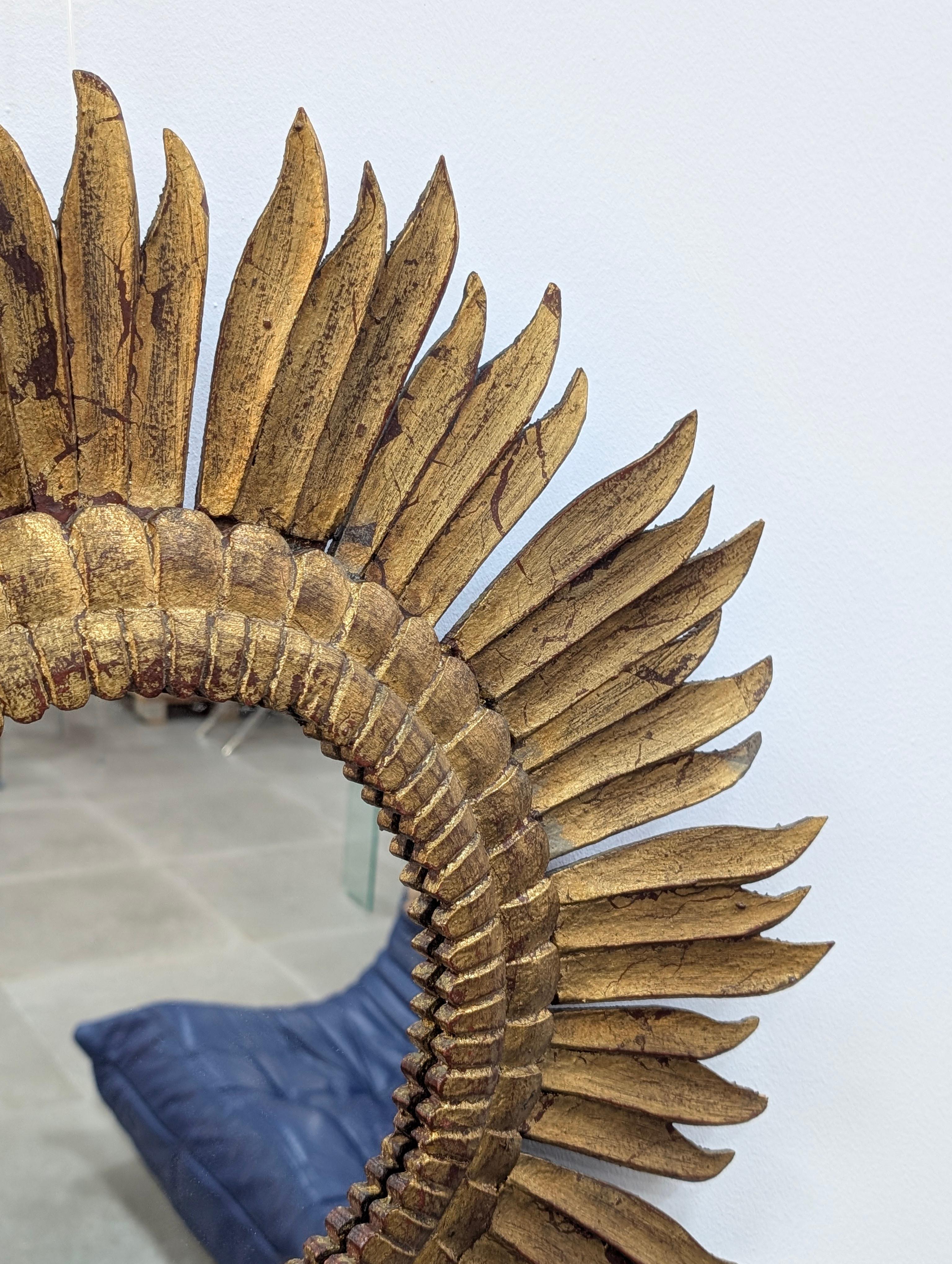 Vintage Sunburst Giltwood Spiegel 1970er (20. Jahrhundert)