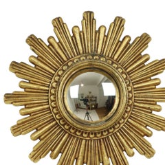 Vintage Sunburst Mirror Gold Convex 24cm