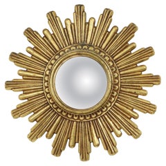 Vintage Sunburst Mirror Gold Convex 24cm