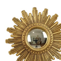 Vintage Sunburst Mirror, Gold Polyresin, Convex Design, Circa 1960s