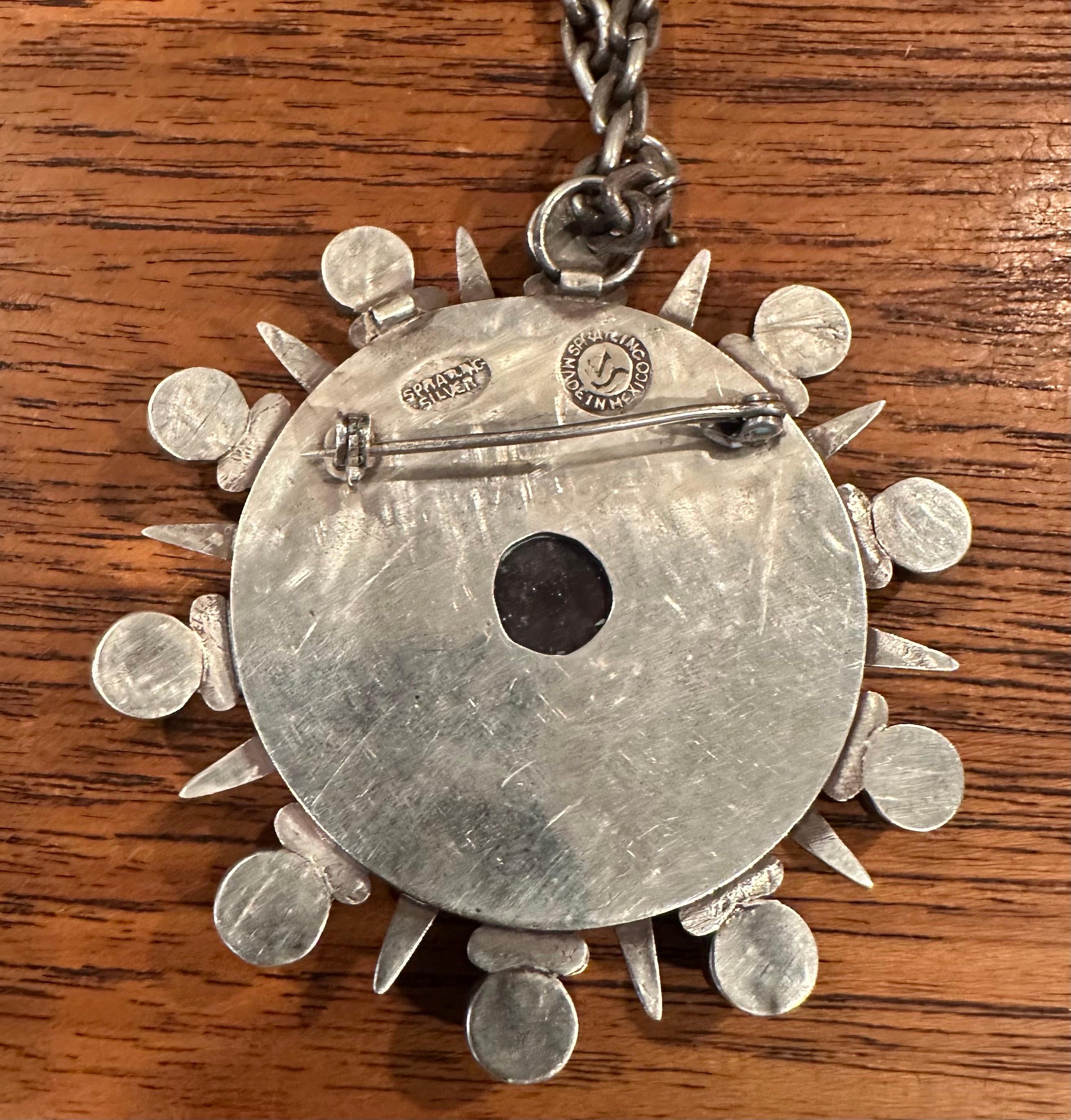 Vintage Sunburst Silver & Amethyst Cuff & Pendant / Brooch by William Spratling For Sale 8