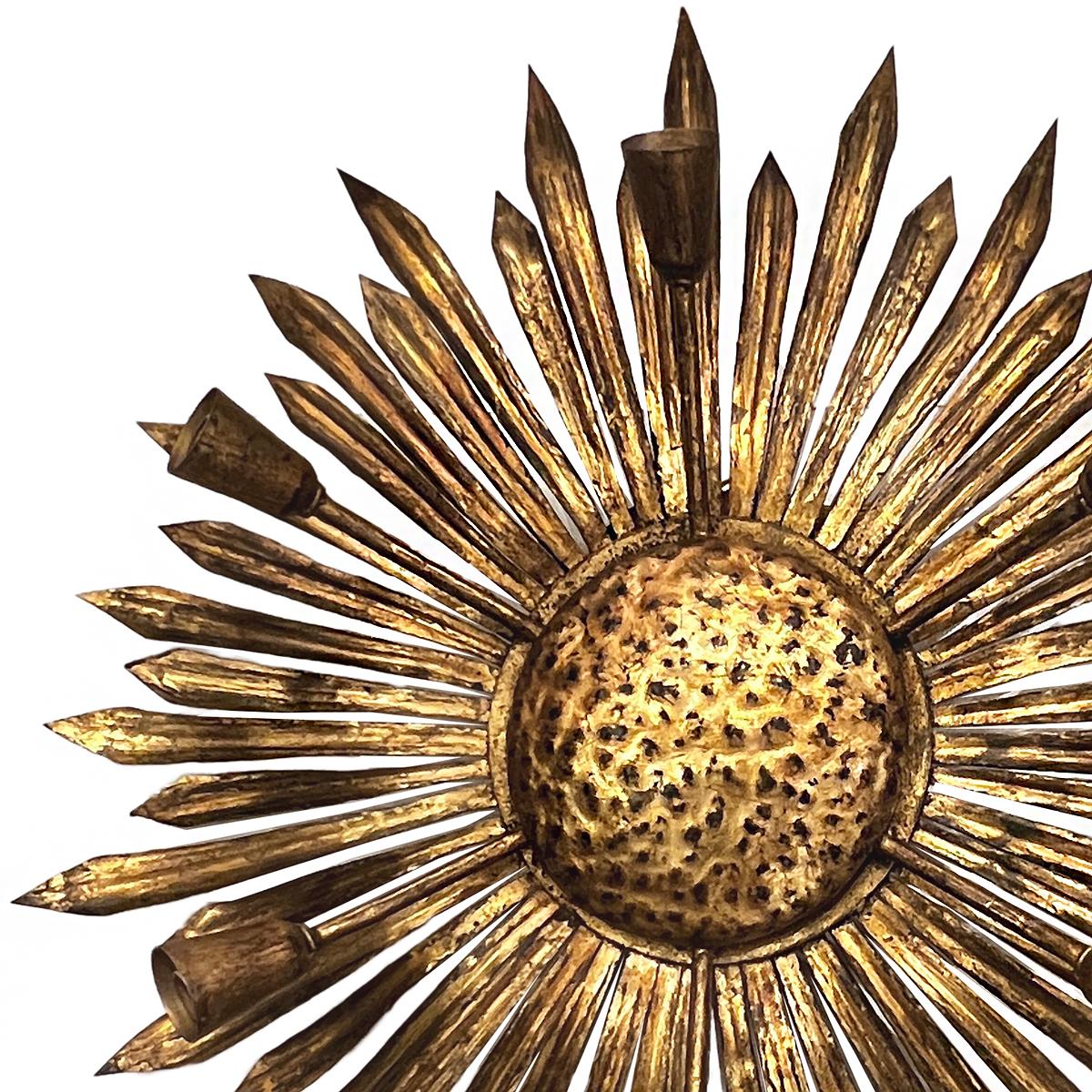 Vintage-Sonnenblumen-Leuchte (Vergoldet) im Angebot