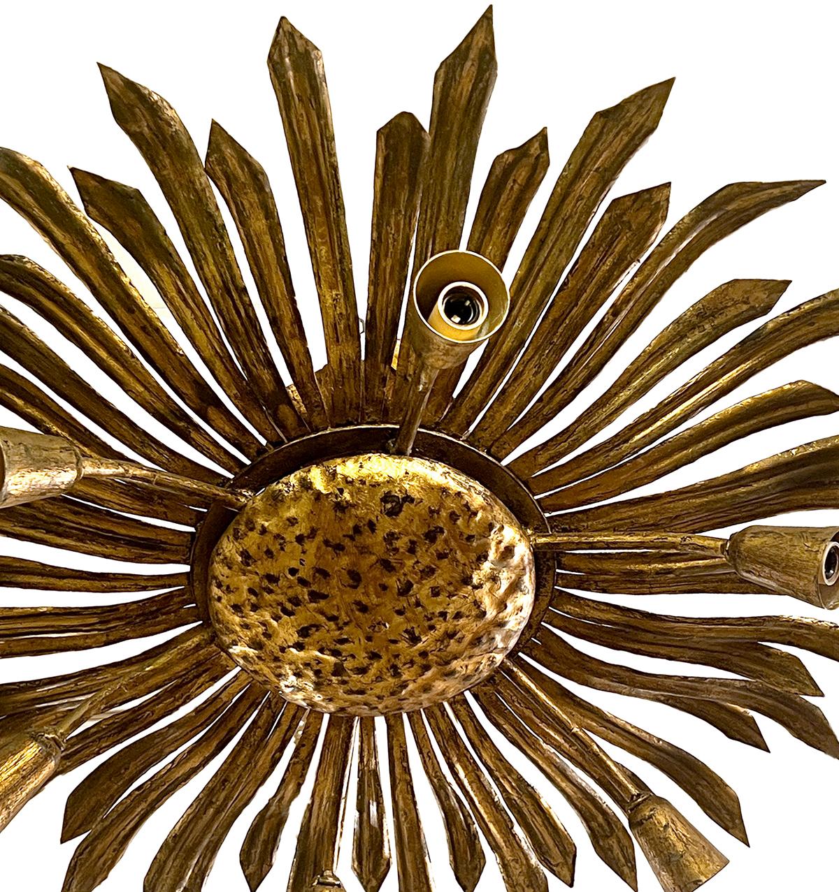 Mid-20th Century Vintage Sunflower Light Fixture For Sale