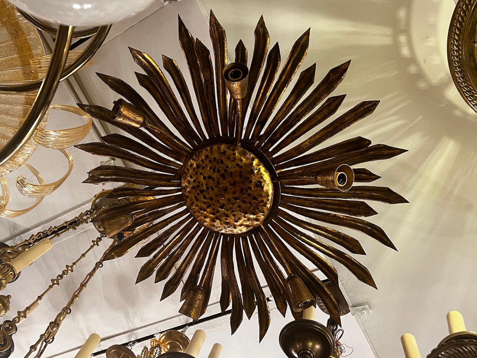 Vintage Sunflower Light Fixture For Sale 2