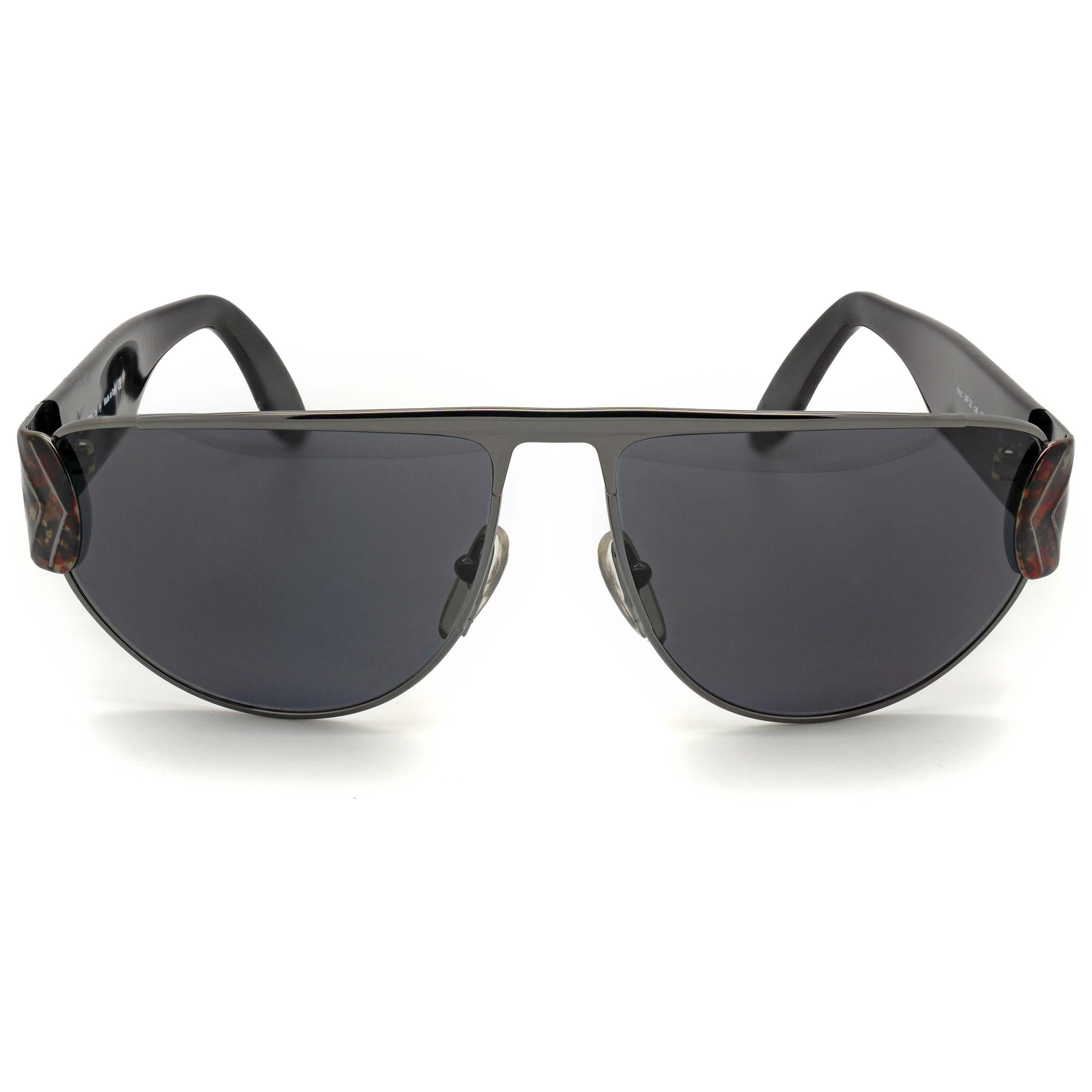 Black Vintage sunglasses by Egon Von Furstenberg, made in Italy in the 1980s For Sale