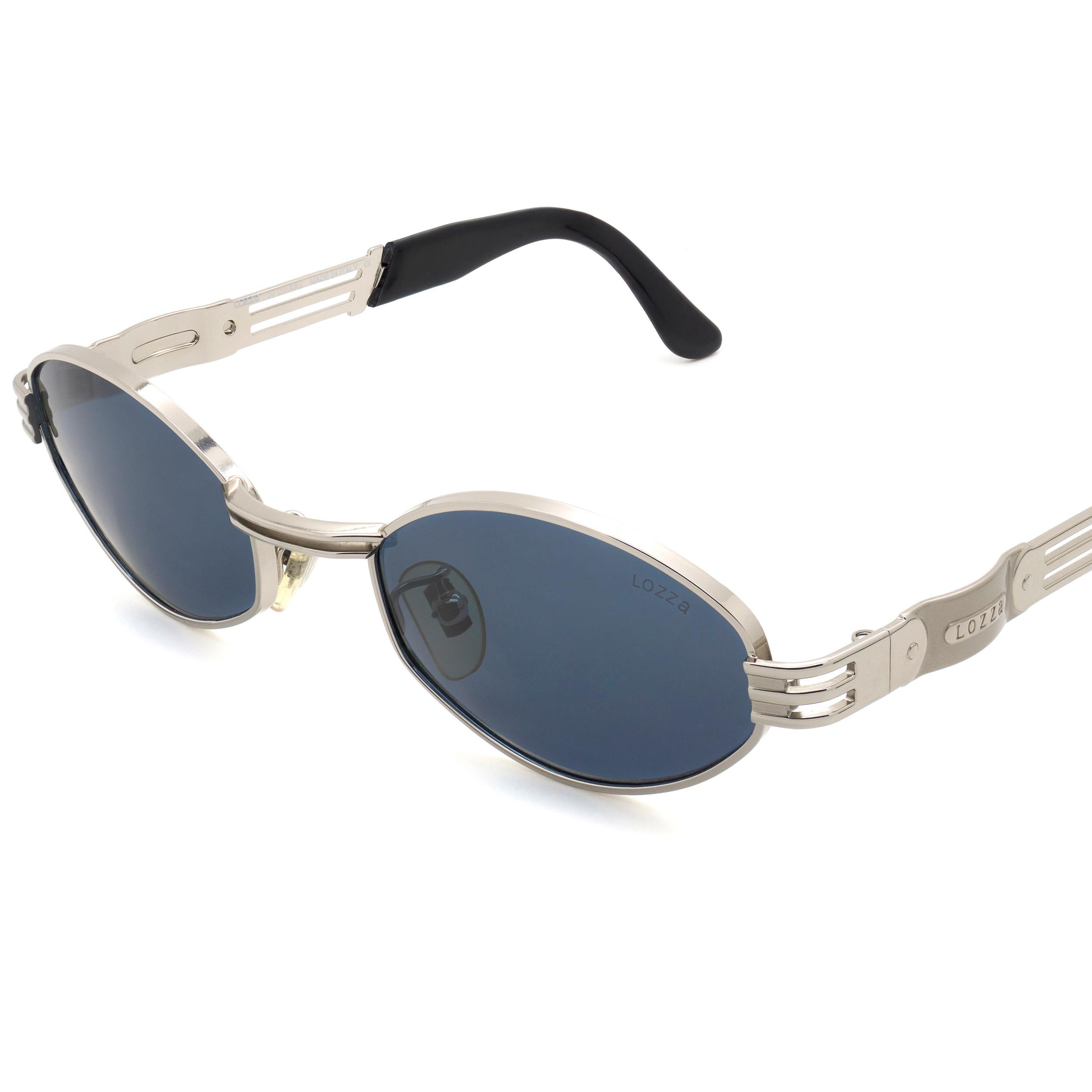 Sechseckige Vintage-Sonnenbrille von Lozza, 80er Jahre (Grau) im Angebot