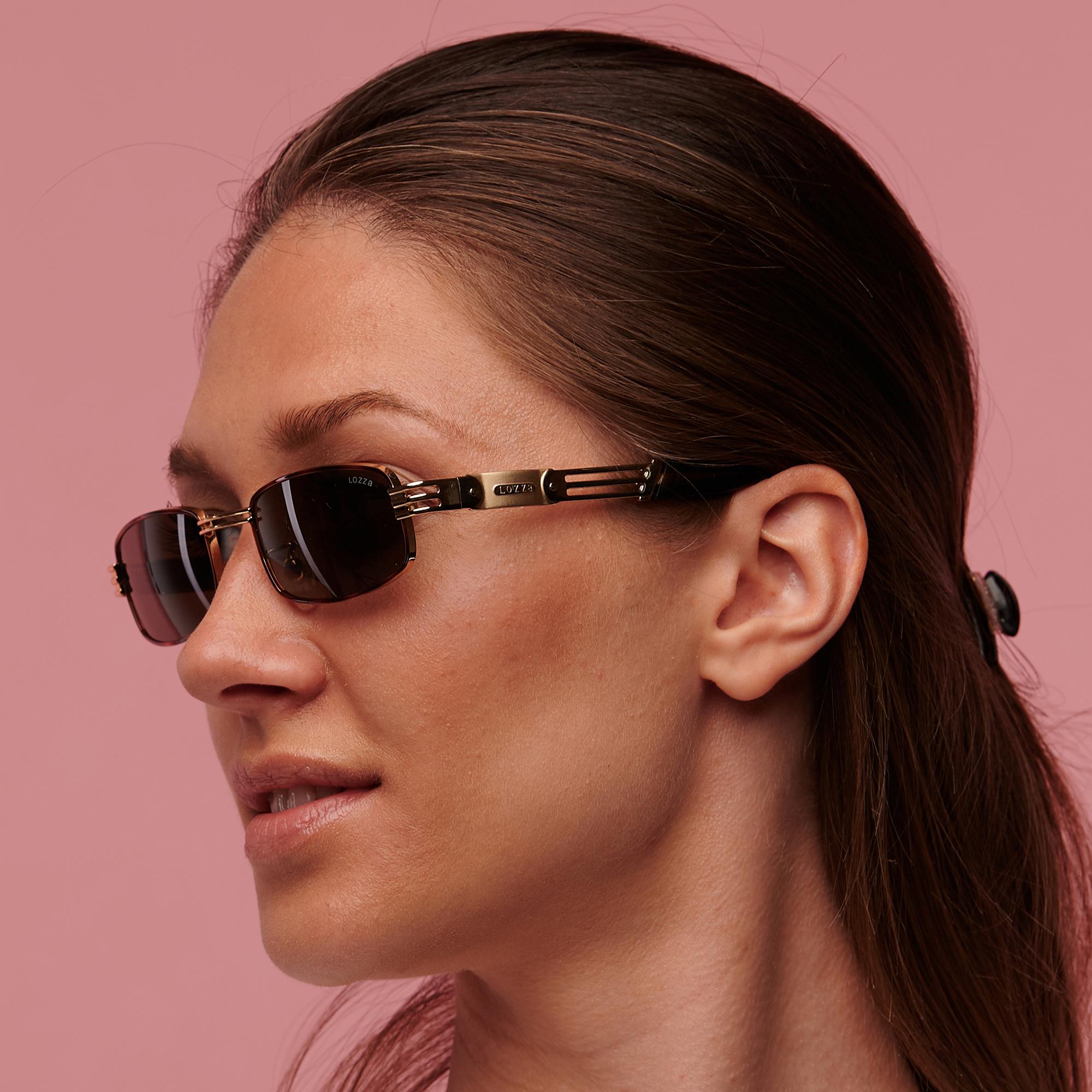 Women's or Men's Vintage sunglasses by Lozza, rectangular designer sunglasses 80s For Sale