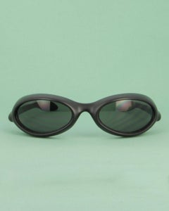 Vintage Vuarnet 2000s Matte Black PVC Wraparound Unisex Sunglasses