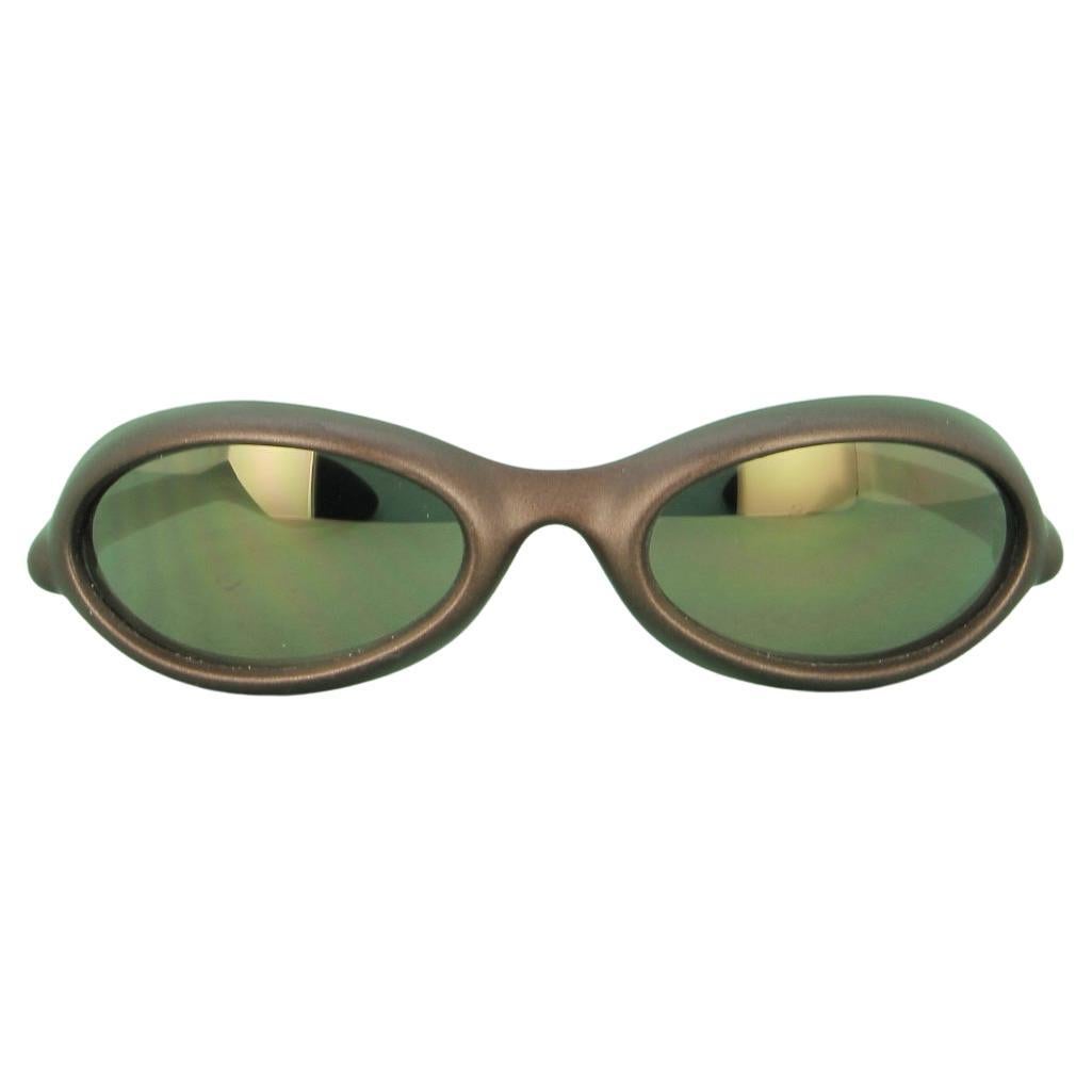 Vuarnet Vintage 2000s Unisex PVC Mirror Lens Wraparound Sunglasses For Sale