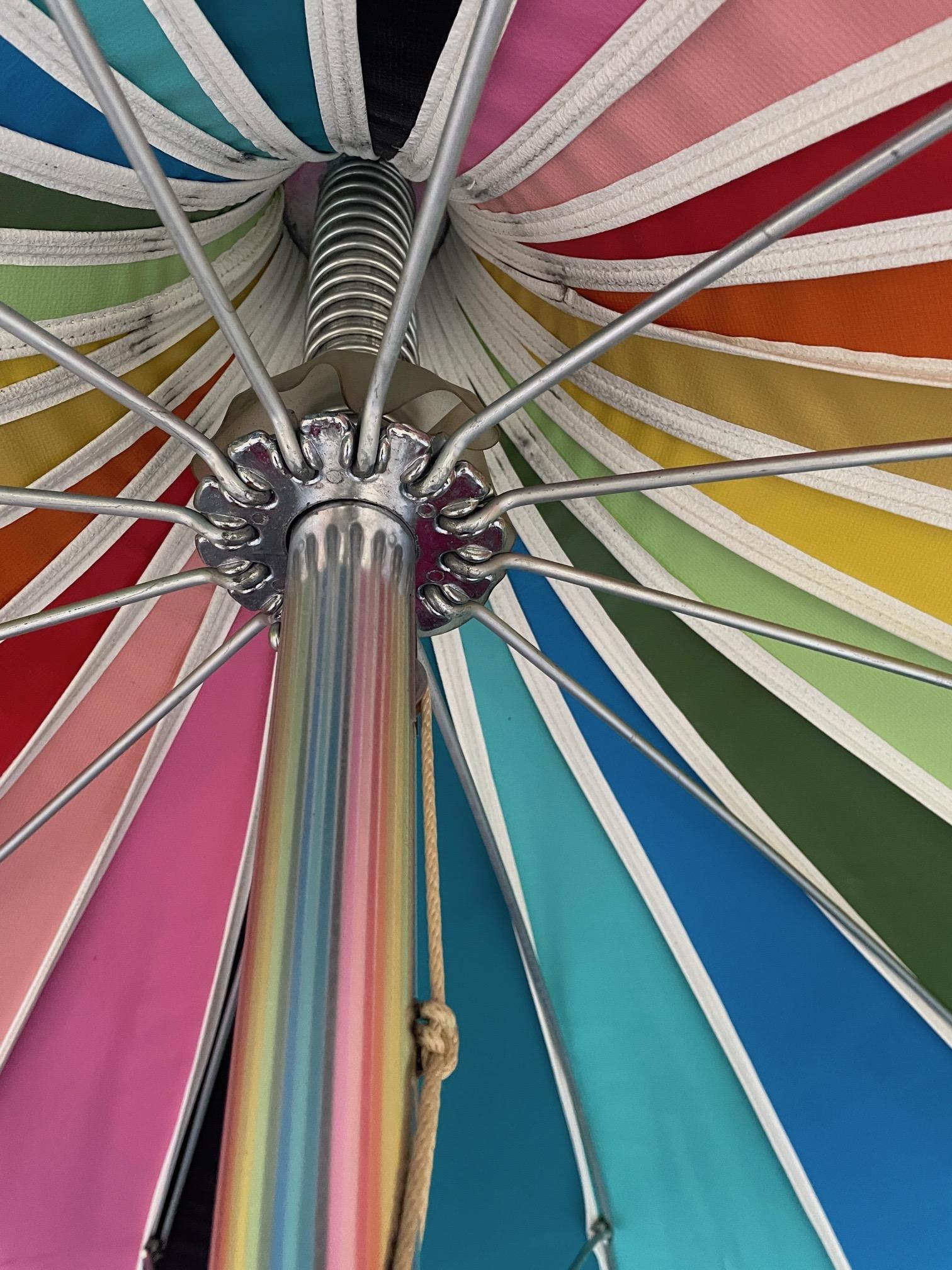 Vintage Sunmasters Umbrella Rainbow Big Top Circus Colorful Tassel Fringe 1