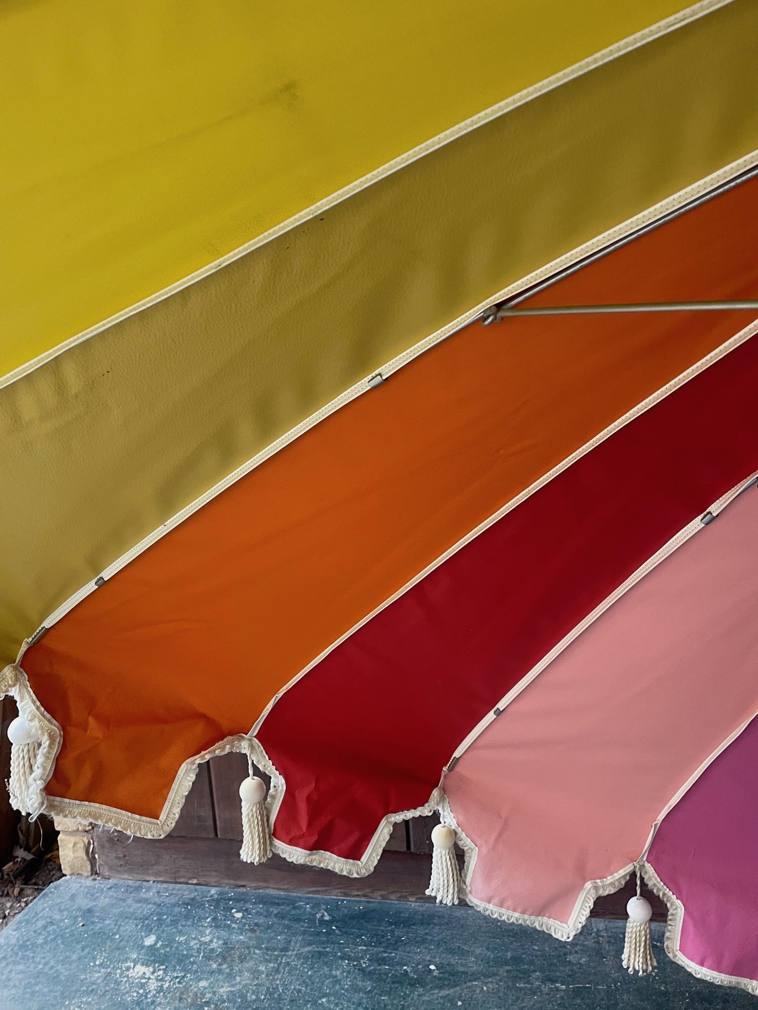 Vintage Sunmasters Umbrella Rainbow Big Top Circus Colorful Tassel Fringe 2