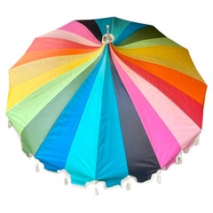 Antique Sunmasters Umbrella Rainbow Big Top Circus Colorful Tassel Fringe