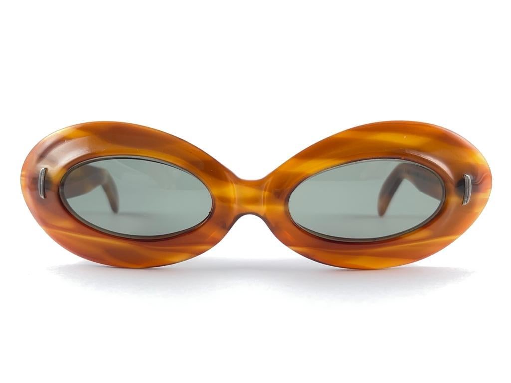 Cadre ovale vintage Suntimer Victory orange  Lunettes de soleil 1970's France en vente 6