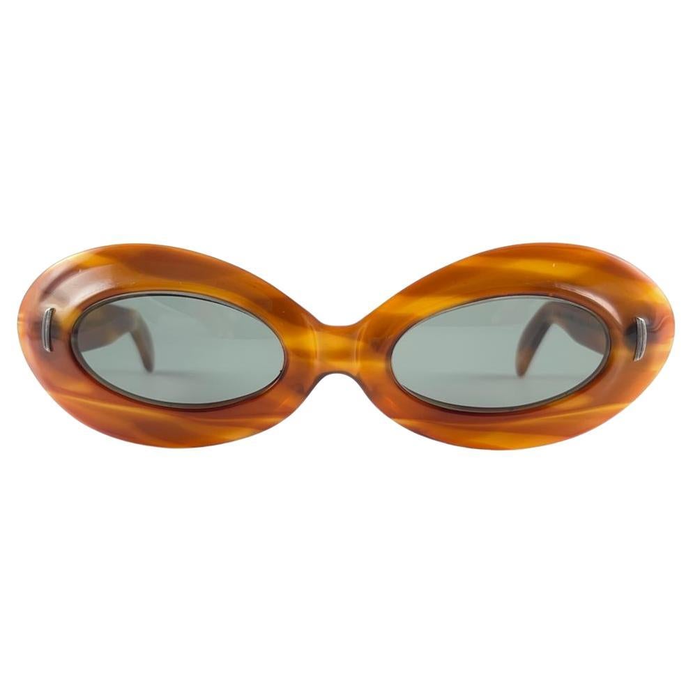 Vintage Suntimer Victory Orange Oval Frame  1970'S Sunglasses France For Sale