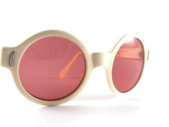 Vintage Suntimer Victory S 523 Beige Round Made in France 1960's Sunglasses