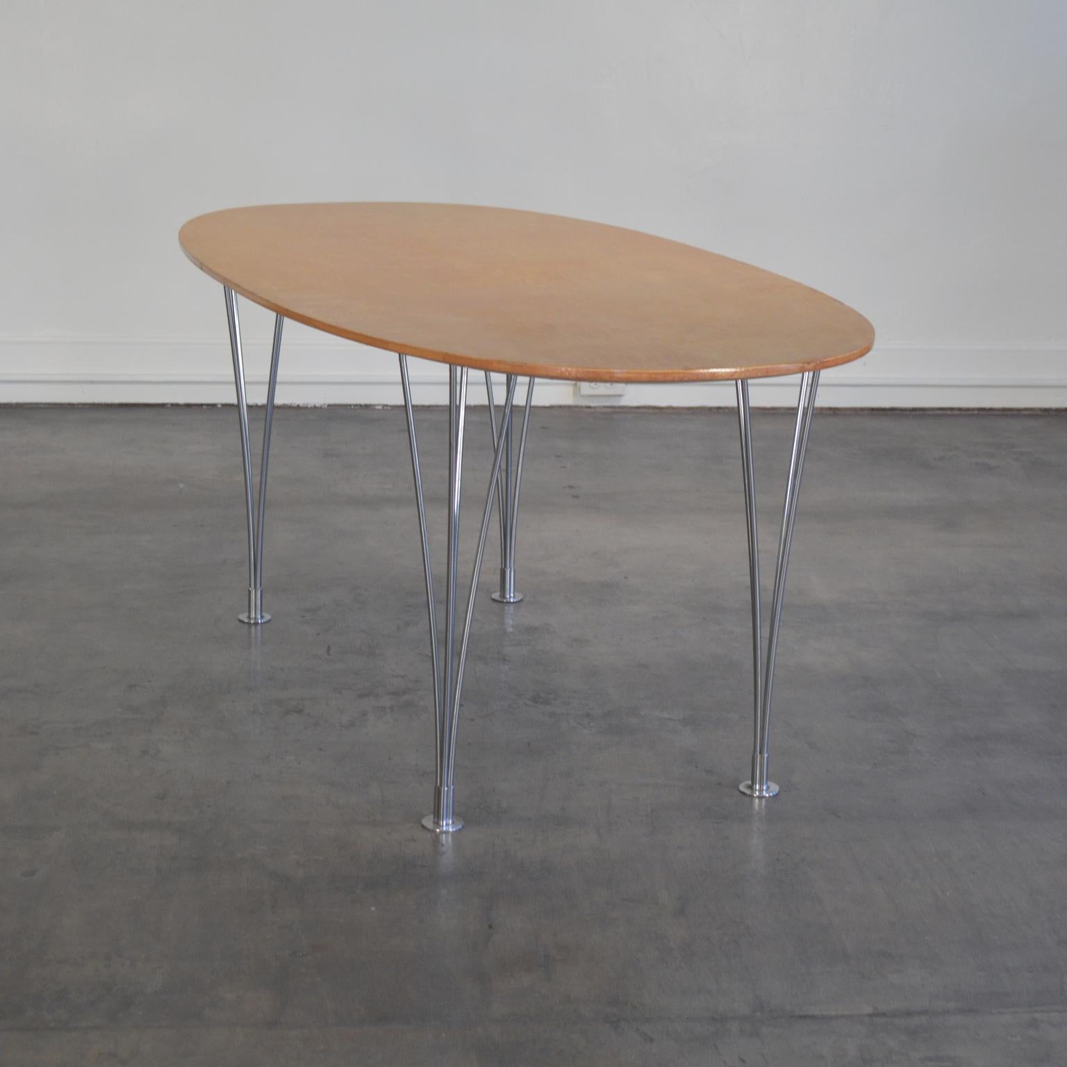 Mid-Century Modern Vintage Super Ellipse Table by Bruno Mathsson in Masur Birch For Sale