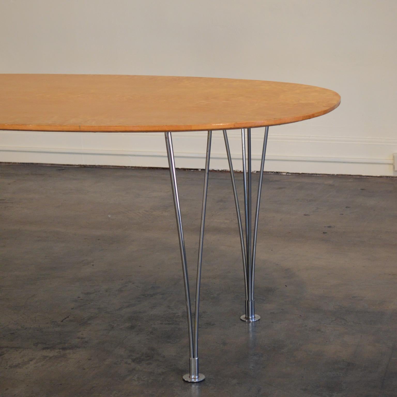 Vintage Super Ellipse Table by Bruno Mathsson in Masur Birch In Good Condition For Sale In Portland, ME
