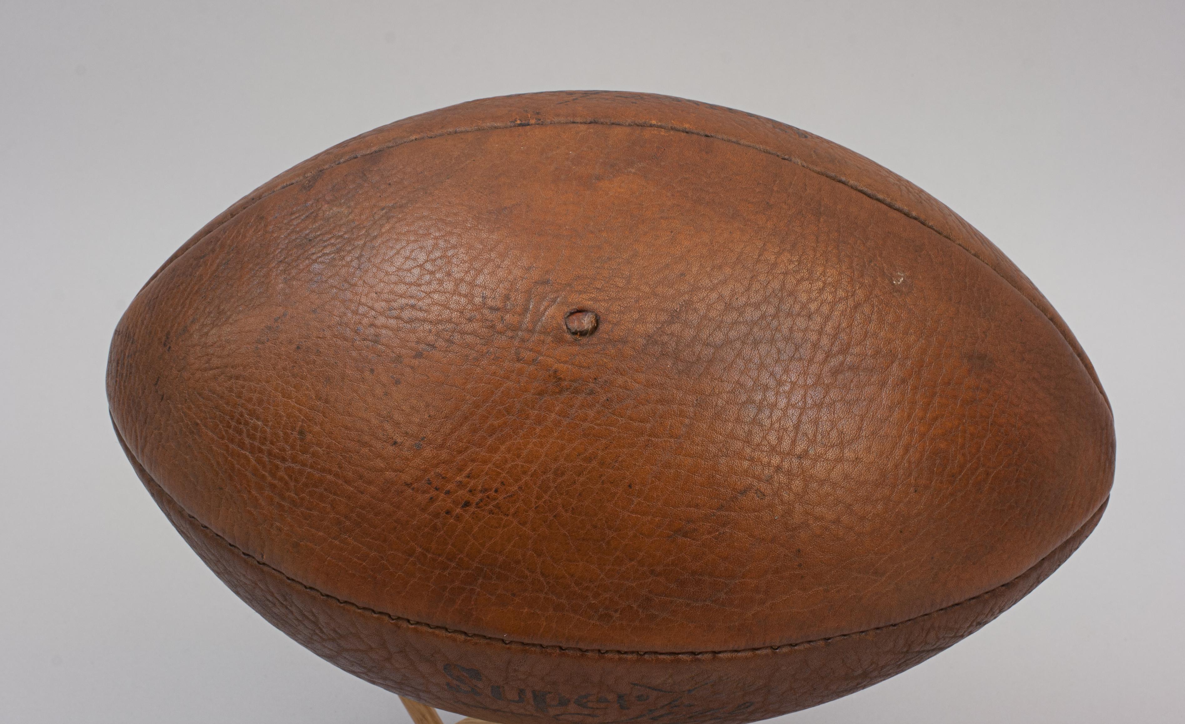 Vintage 'super Fine' Leather Rugby Ball 4