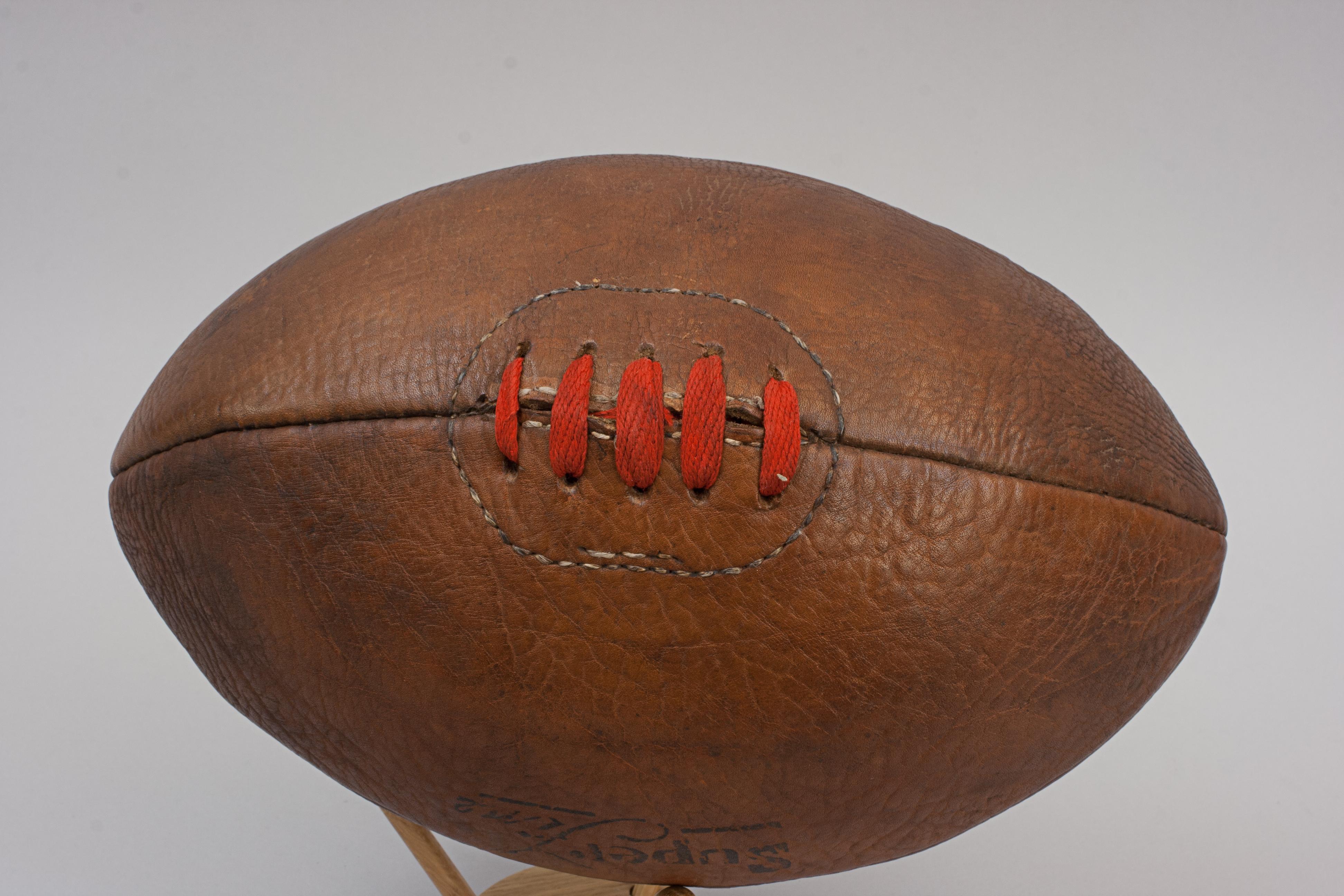Vintage 'super Fine' Leather Rugby Ball 6