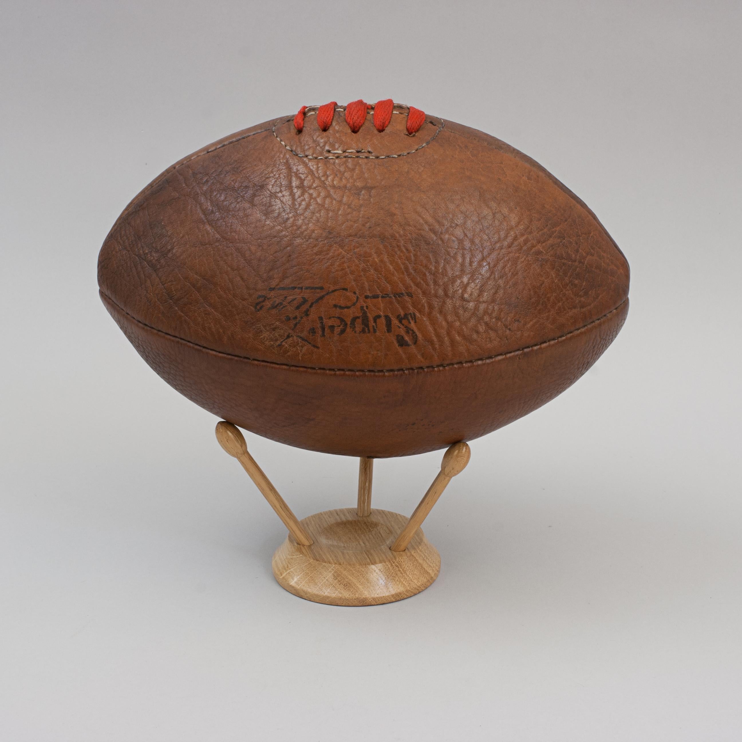 British Vintage 'super Fine' Leather Rugby Ball