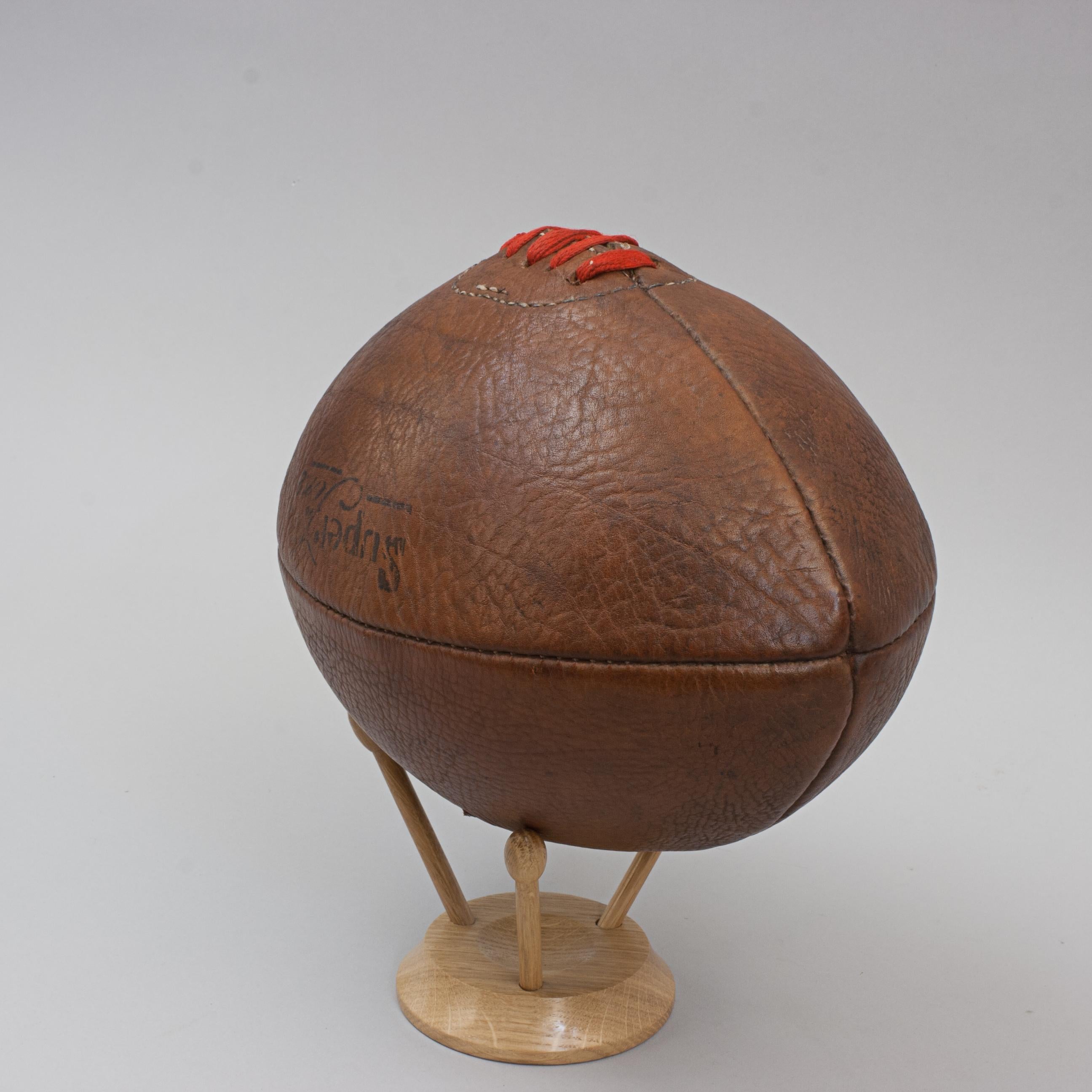 Vintage 'super Fine' Leather Rugby Ball In Good Condition In Oxfordshire, GB