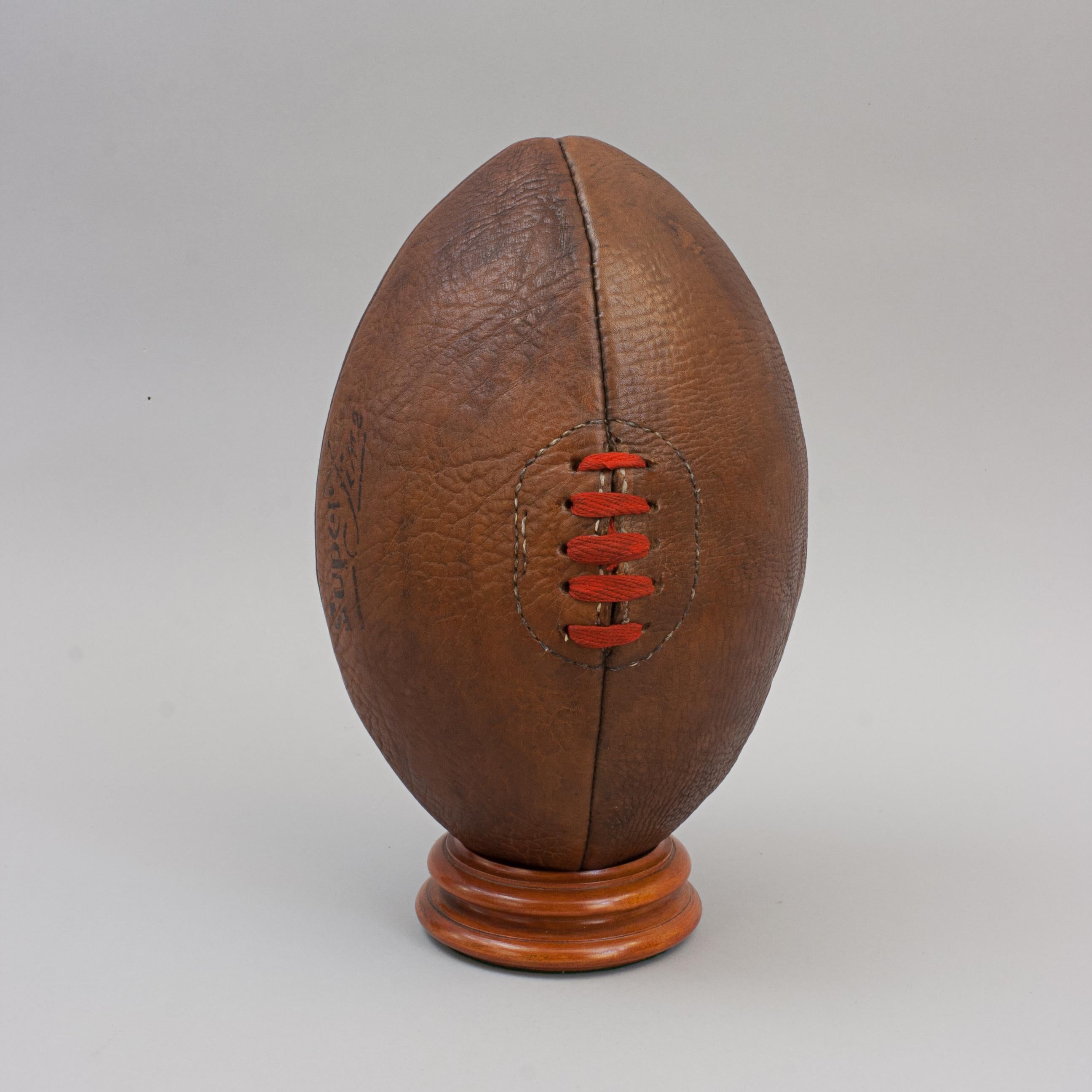 Mid-20th Century Vintage 'super Fine' Leather Rugby Ball