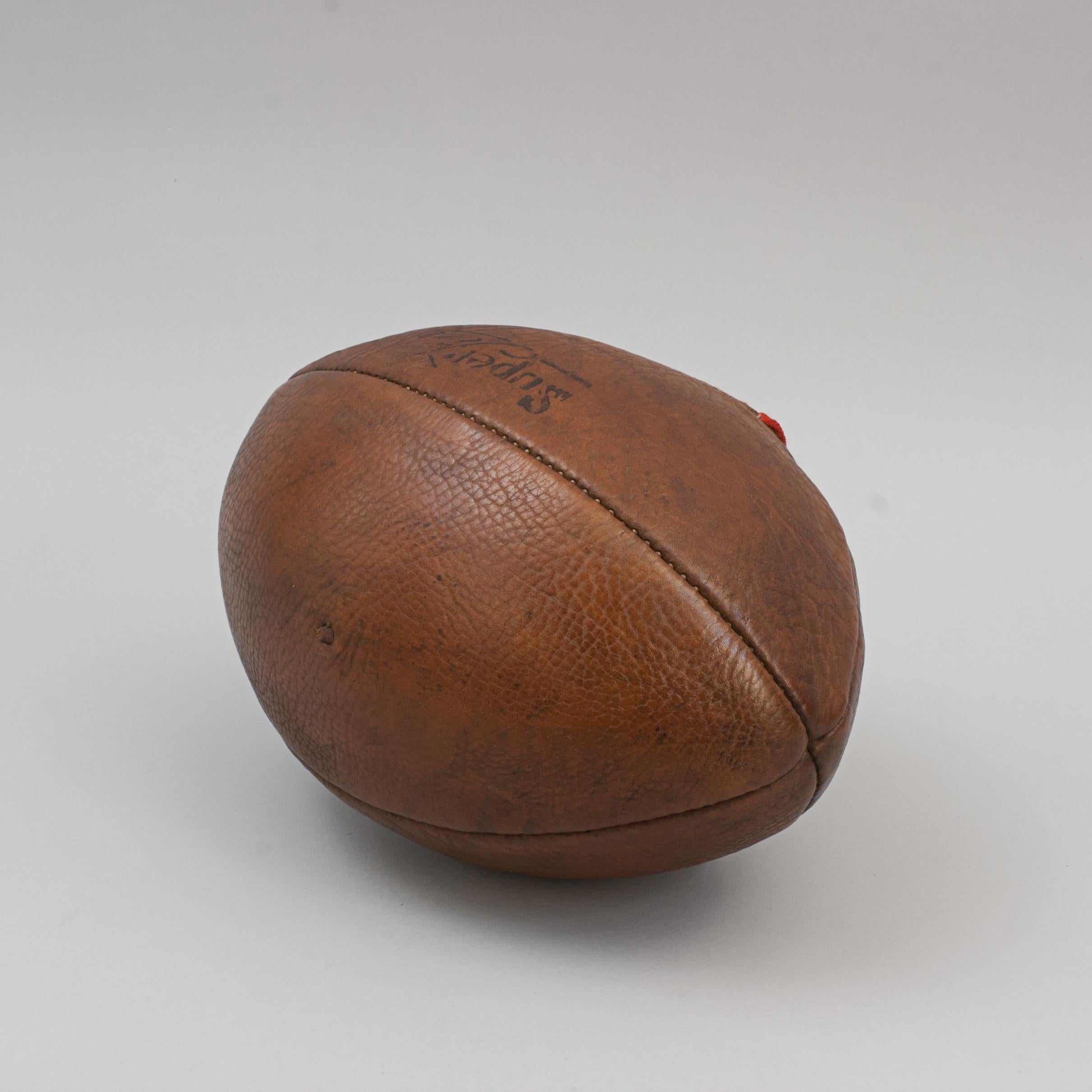 Vintage 'super Fine' Leather Rugby Ball 2