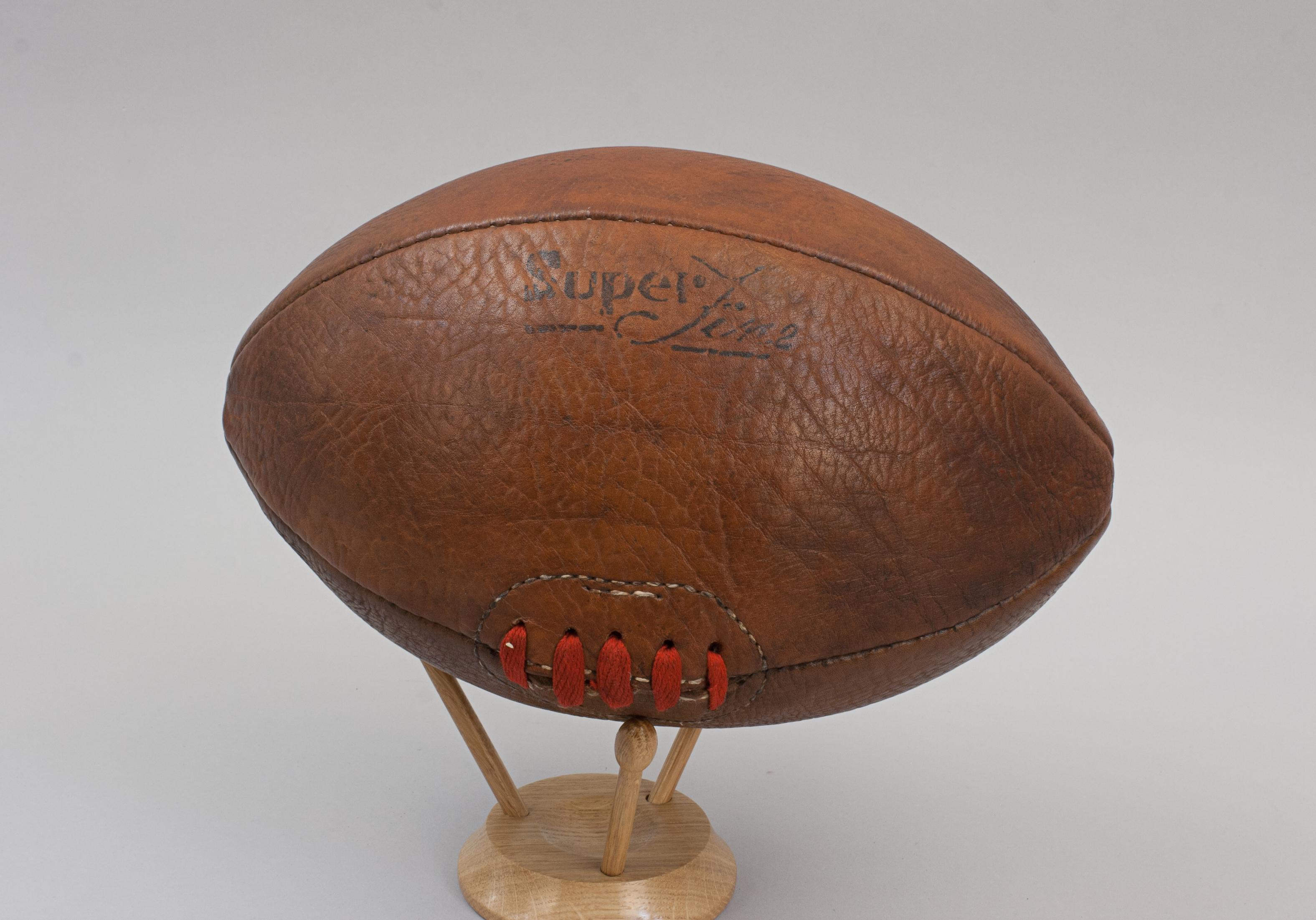 Vintage 'super Fine' Leather Rugby Ball 3