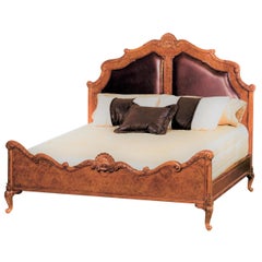 Vintage Super King Size Burr Walnut Queen Anne Revival Bed, 20th Century