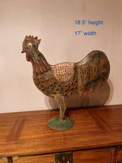 Vintage Superbe sculpture de coq en métal, Folk Art Decor
