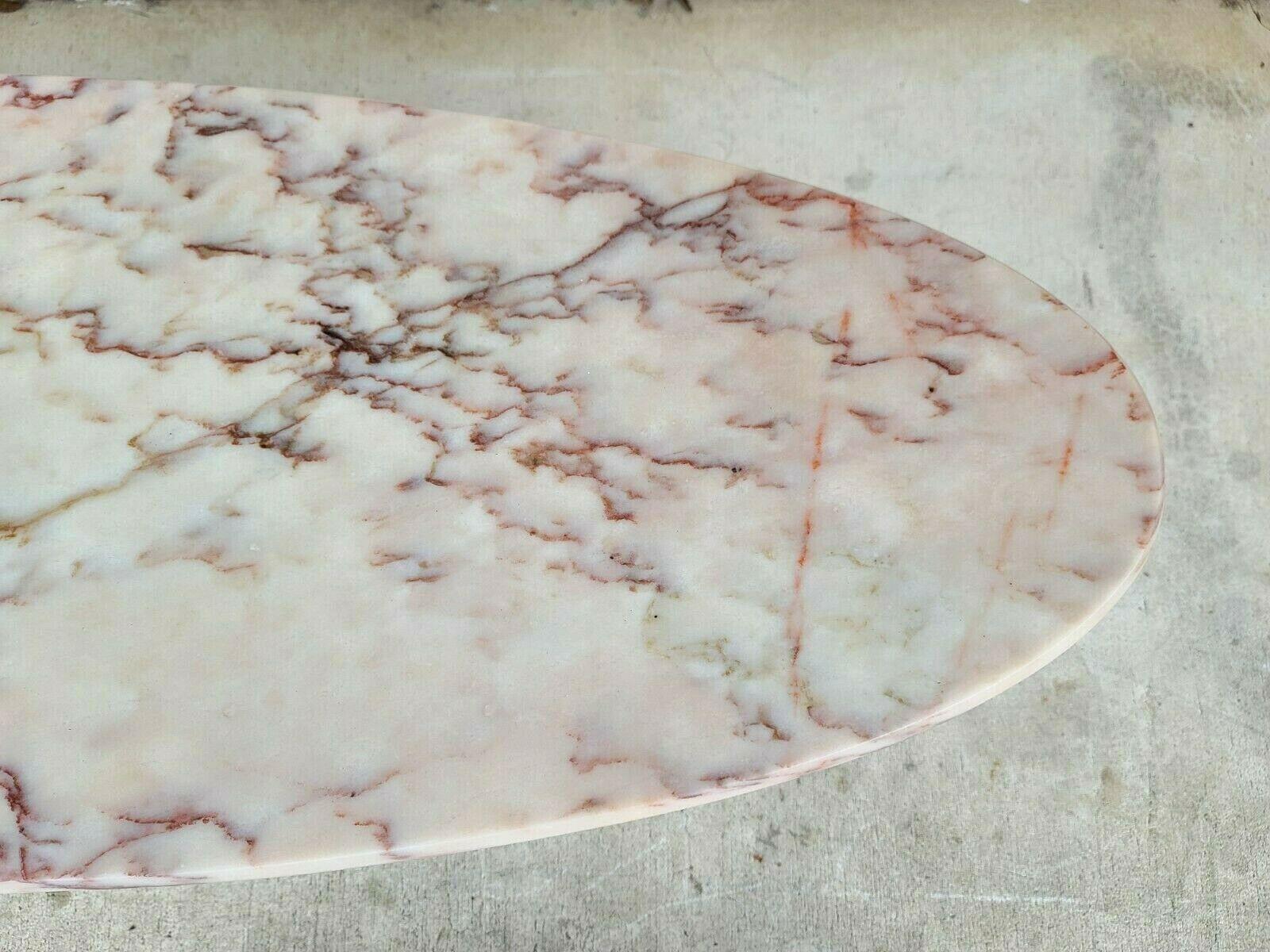 Table basse italienne vintage en planches de surf avec plateau en marbre et faux bambou en vente 4