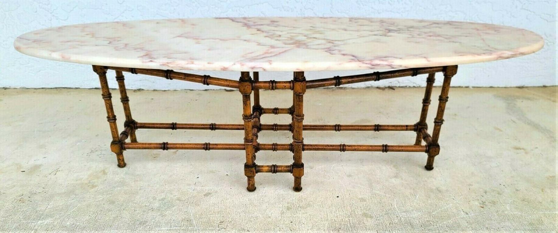 Vintage Surfboard Italian Marble Top Faux Bamboo Coffee Table For Sale 6