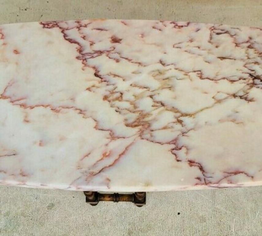 Table basse italienne vintage en planches de surf avec plateau en marbre et faux bambou en vente 3