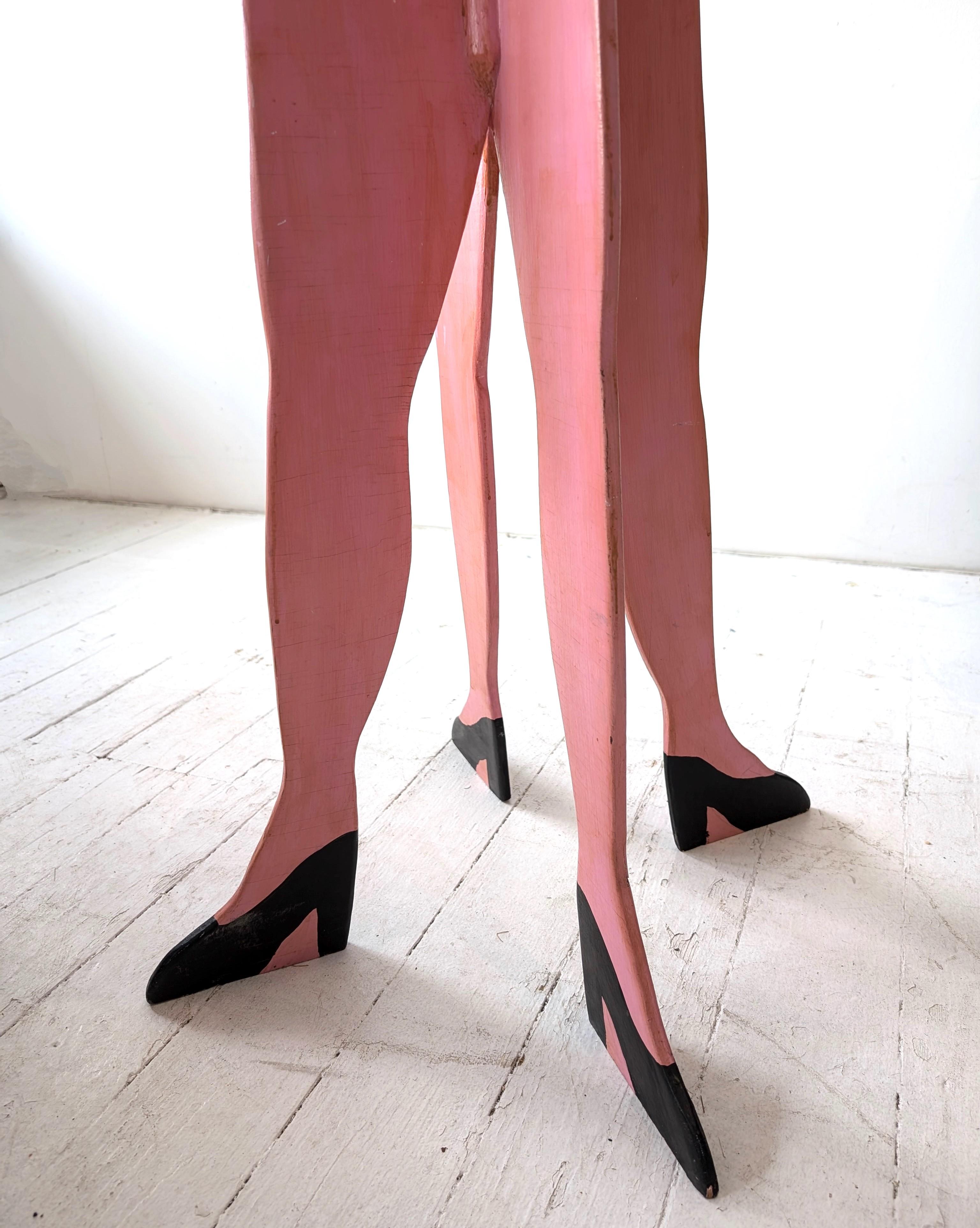 Vintage surrealist folk art four-legged painted wood table, handmade in the 80s For Sale 1