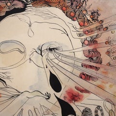 Vintage Surrealista Tinta y Acuarela Dibujo "A Royal" POR A. W. Guenther C1968