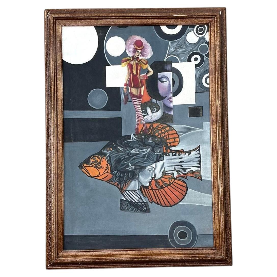 Vintage Surrealist Oil on Canvas