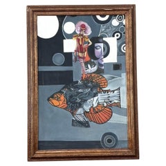 Vintage Surrealist Öl auf Leinwand