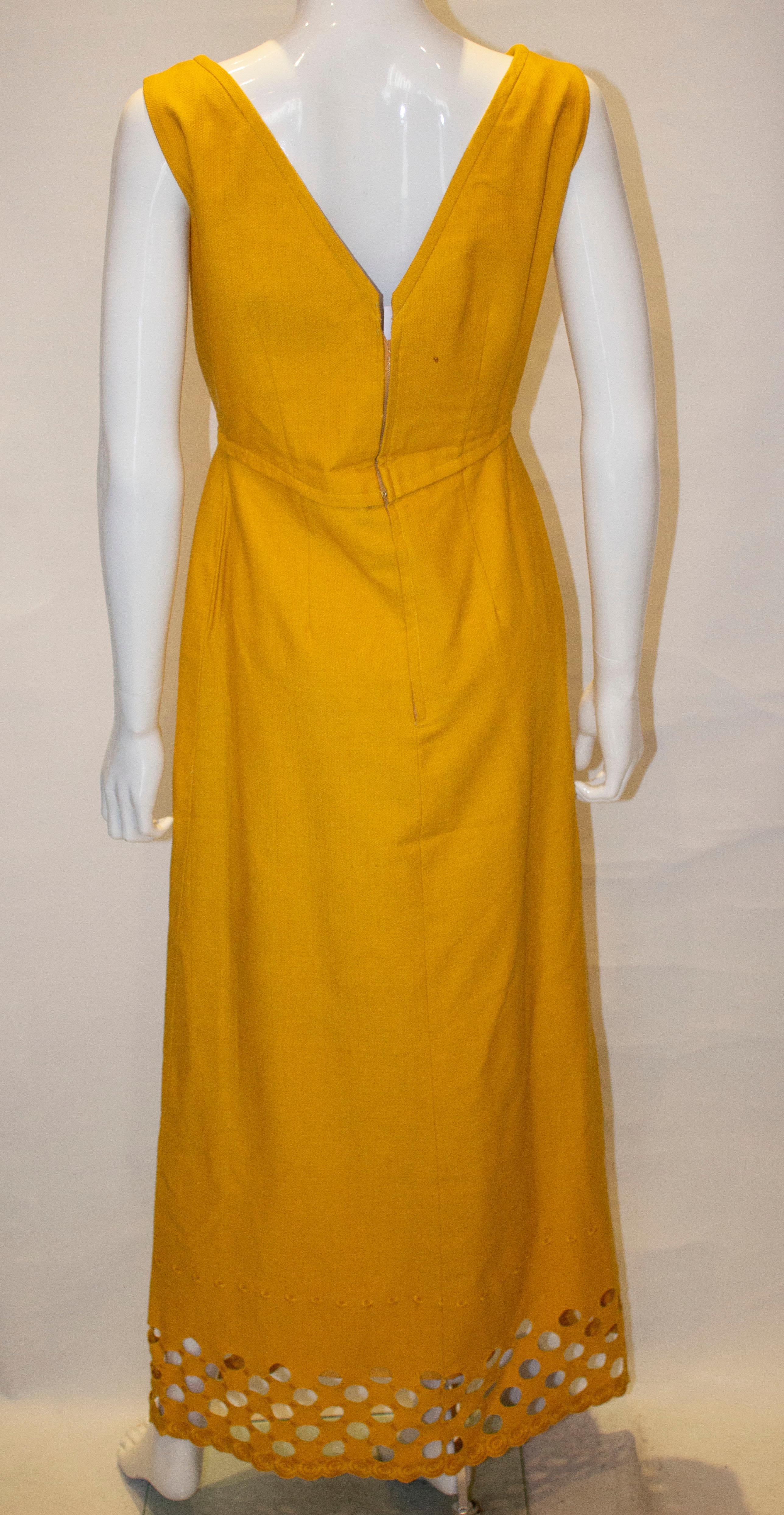 Orange Vintage Susan Small Evening Dress with Detail at Hem For Sale