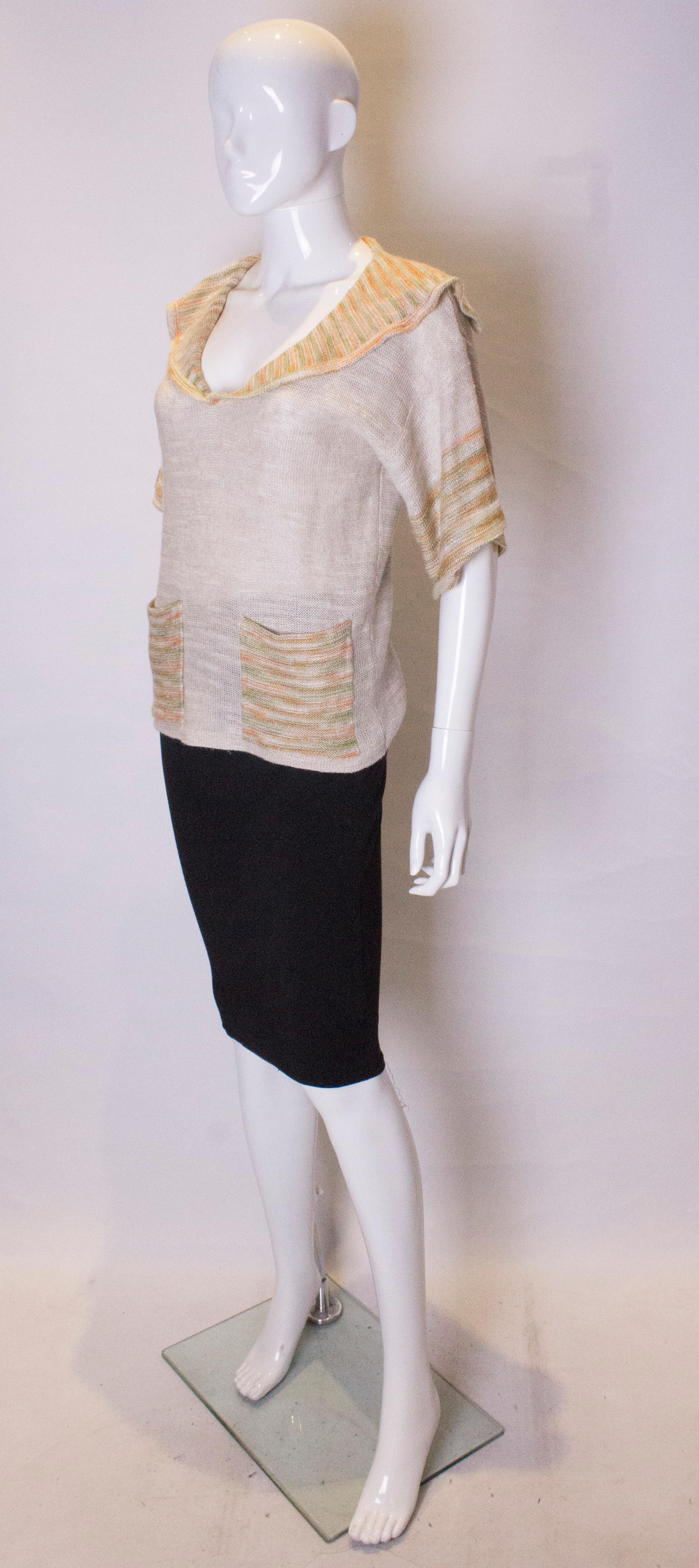 Vintage Susan Kleiner Vintage-Pullover mit Taschen (Braun) im Angebot