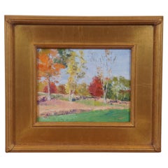 Peinture  l'huile impressionniste vintage Susie King - Paysage d'automne