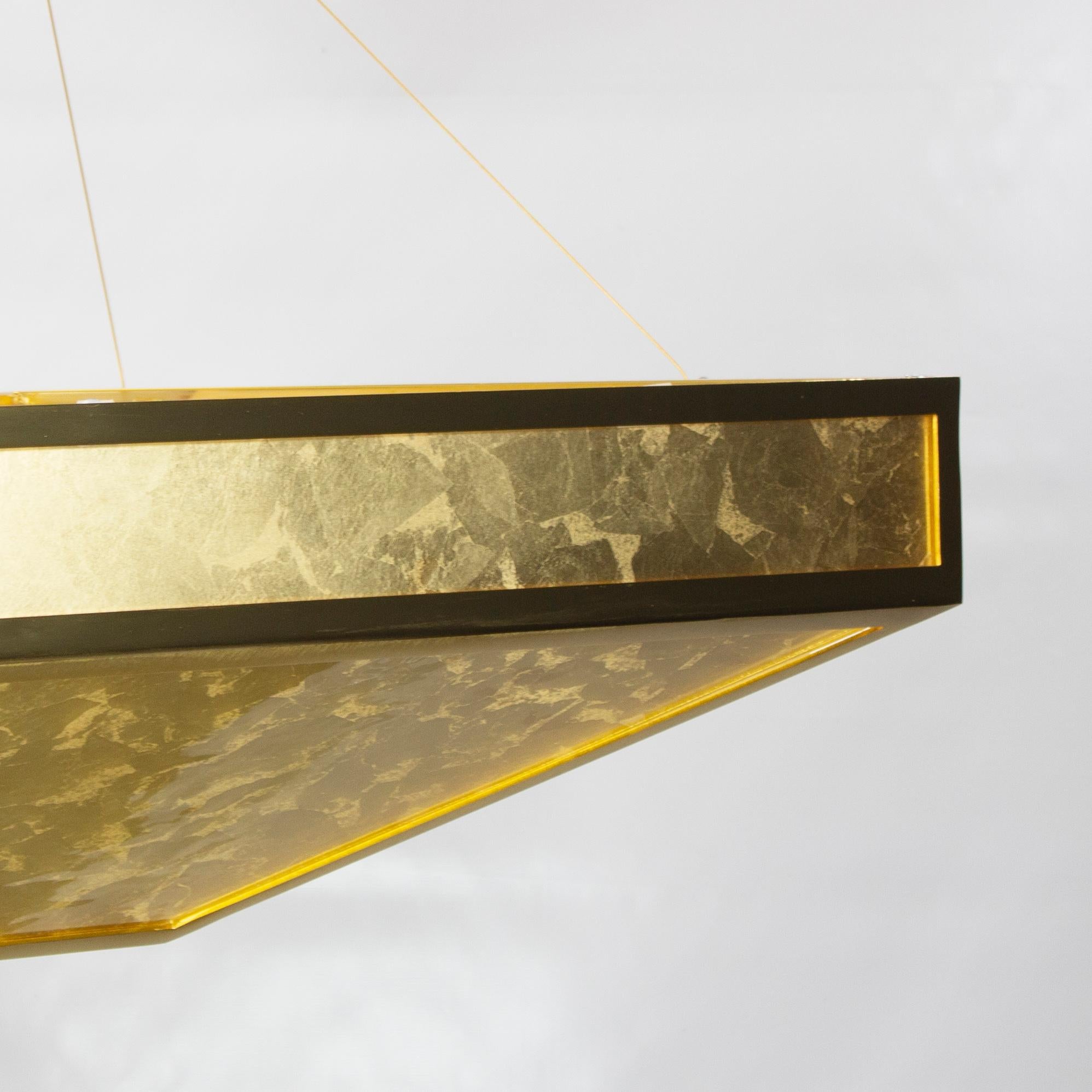 Vintage Suspension in Murano Glass with Golden Leaf by Multiforme In New Condition For Sale In Trebaseleghe, IT