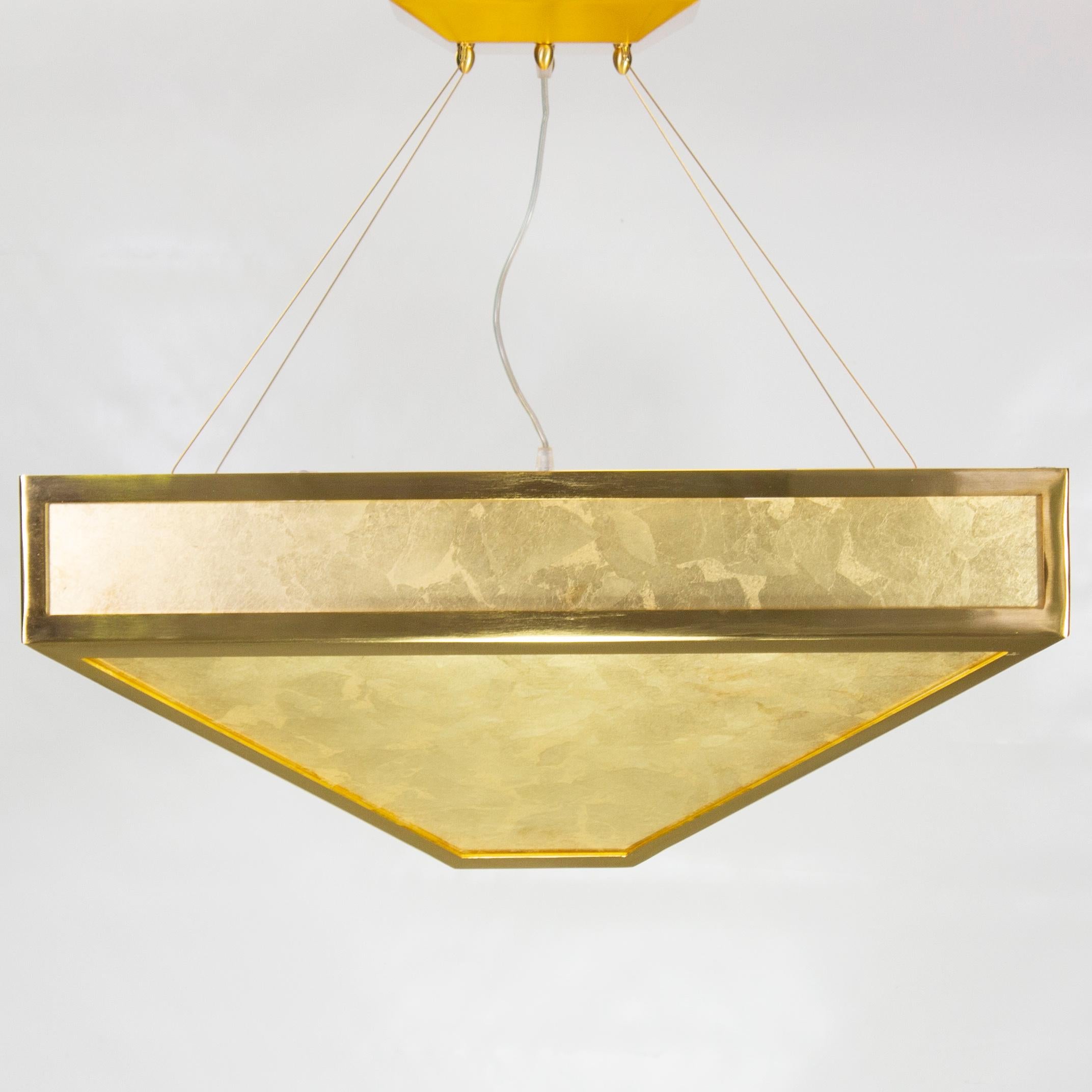 Blown Glass Vintage Suspension in Murano Glass with Golden Leaf by Multiforme For Sale