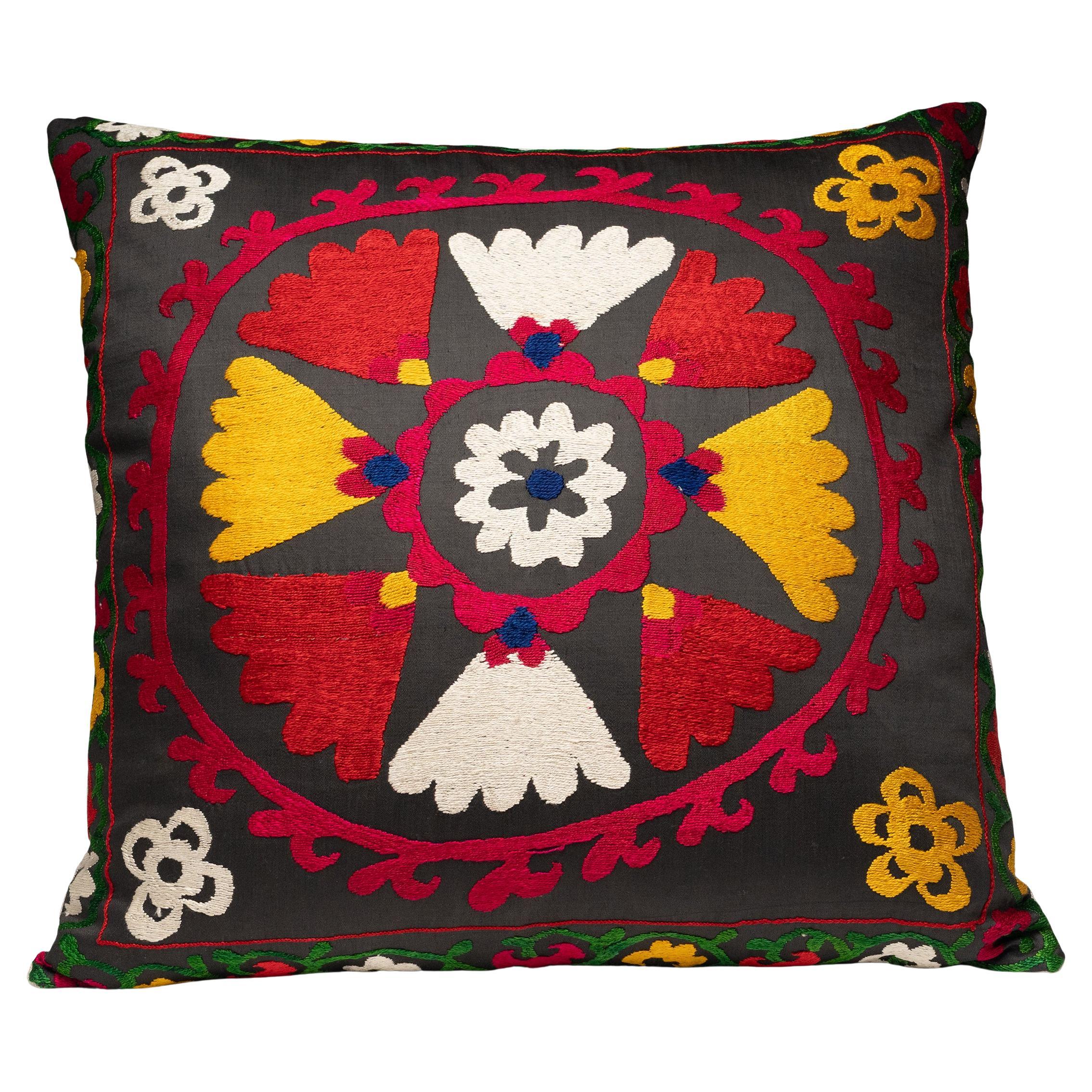 Vintage Suzani Embroidery Throw Pillow