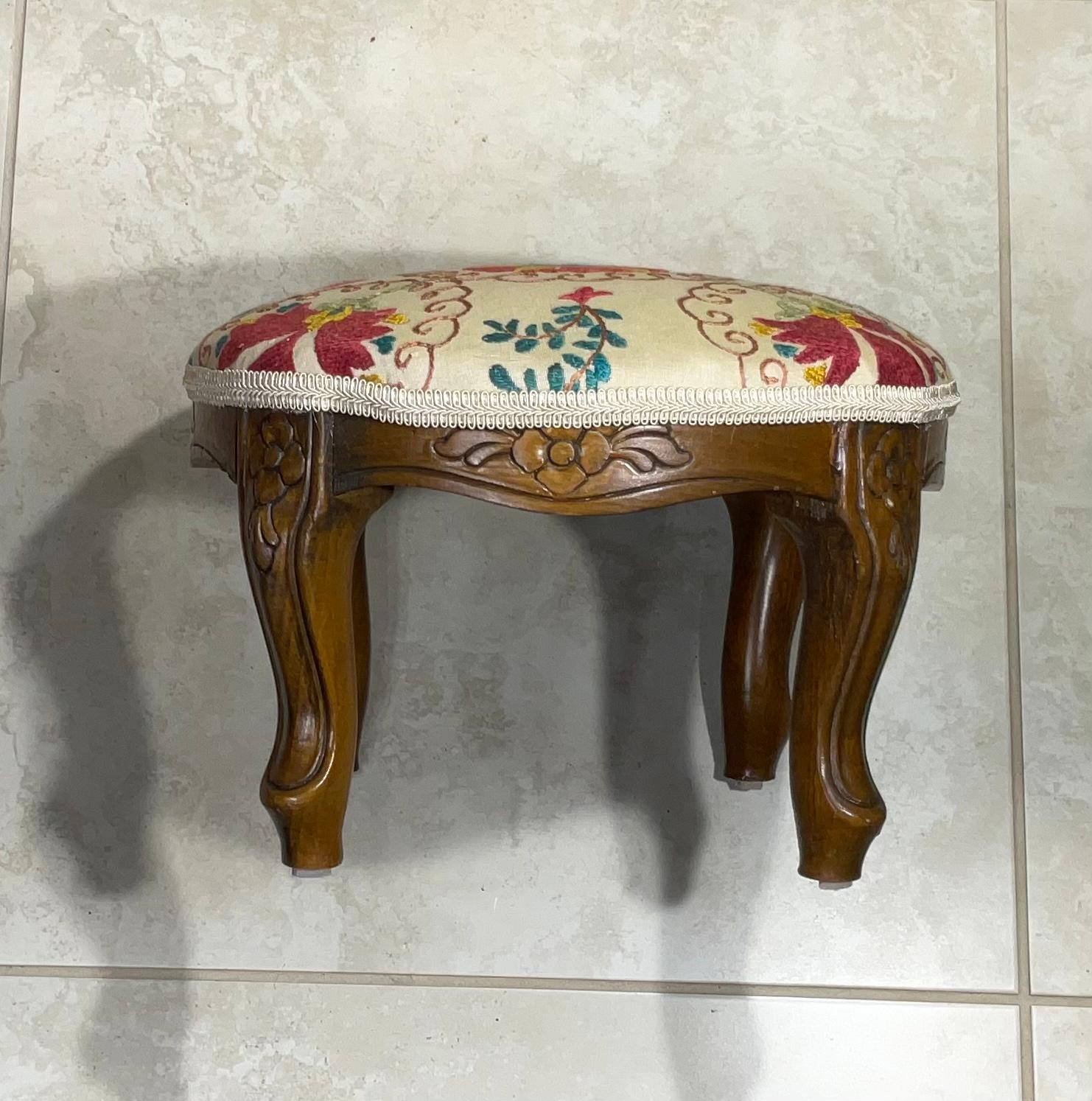 20th Century Vintage Suzani Foot Stool For Sale
